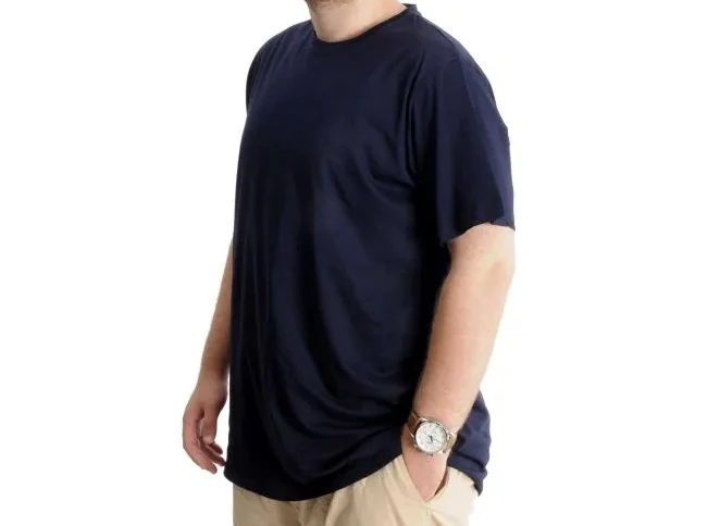 Büyük Beden Erkek T-shirt Basic 20031 Lacivert