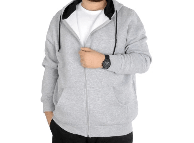 Erkek Sweatshirt Kapşonlu Zippered Basic 20543 Grimelanj