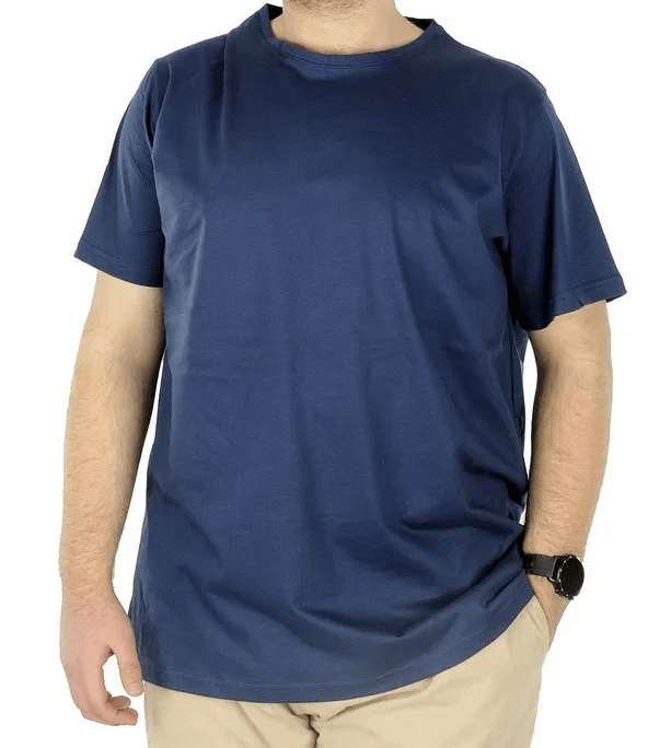 Büyük Beden Erkek Tshirt Bisiklet Yaka Basic 20031 İndigo