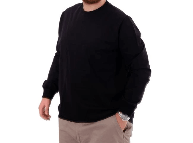  Büyük Beden Erkek Sweat Bıs Yaka U24174 Siyah
