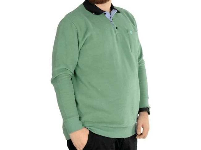 Erkek Sweat Polo Cepli Selanik Basic 20441 Çağla