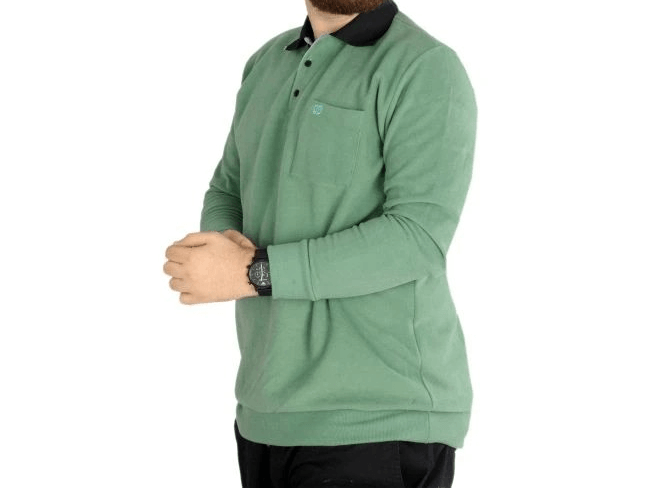 Erkek Sweat Polo Cepli Selanik Basic 20441 Çağla