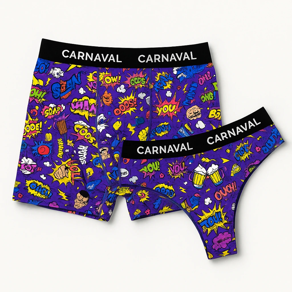 CARNAVAL Slogan Yazılı Desenli Couple İç Giyim Seti