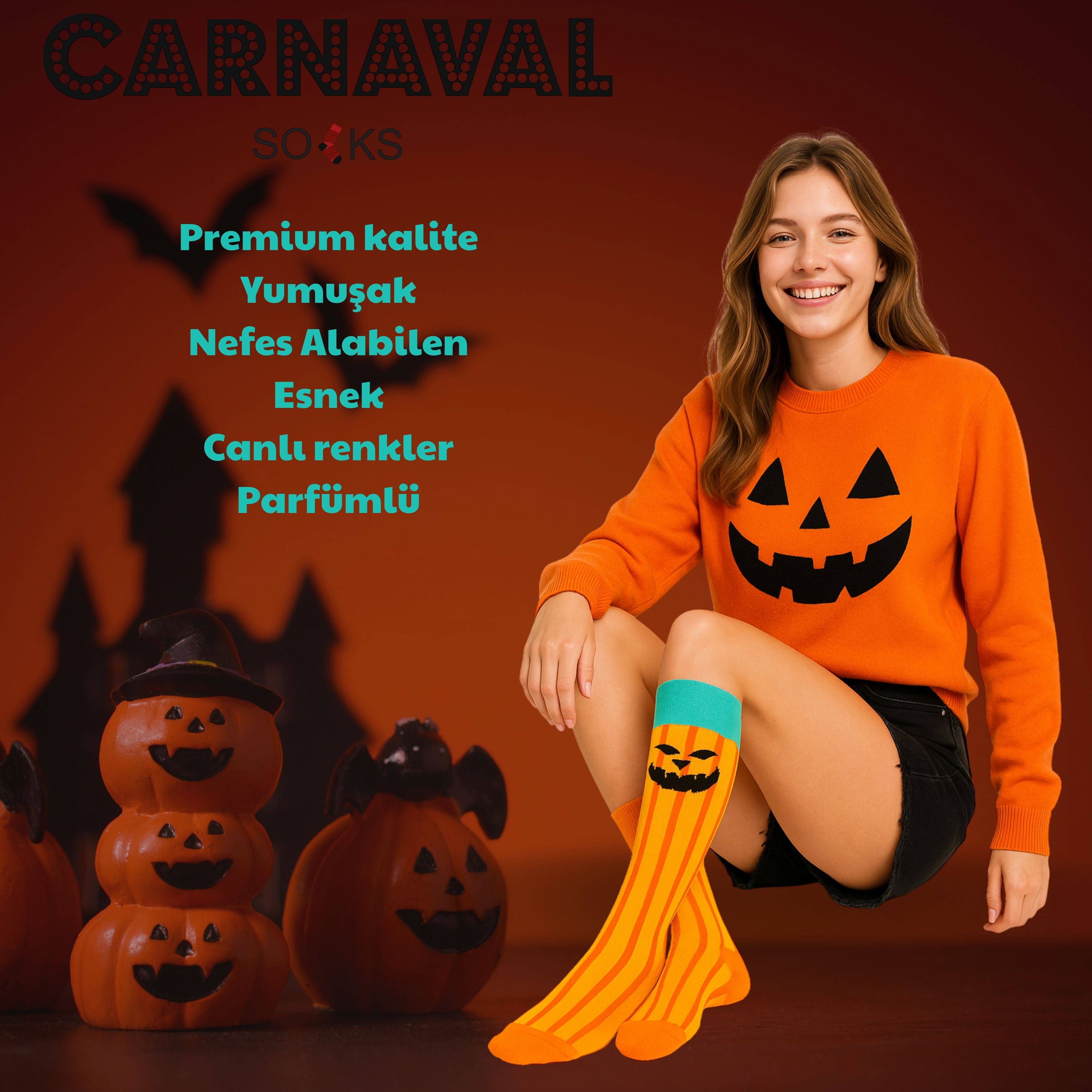 6'lı Halloween Cadılar Bayramı Desenli Unisex Kutulu Çorap Seti