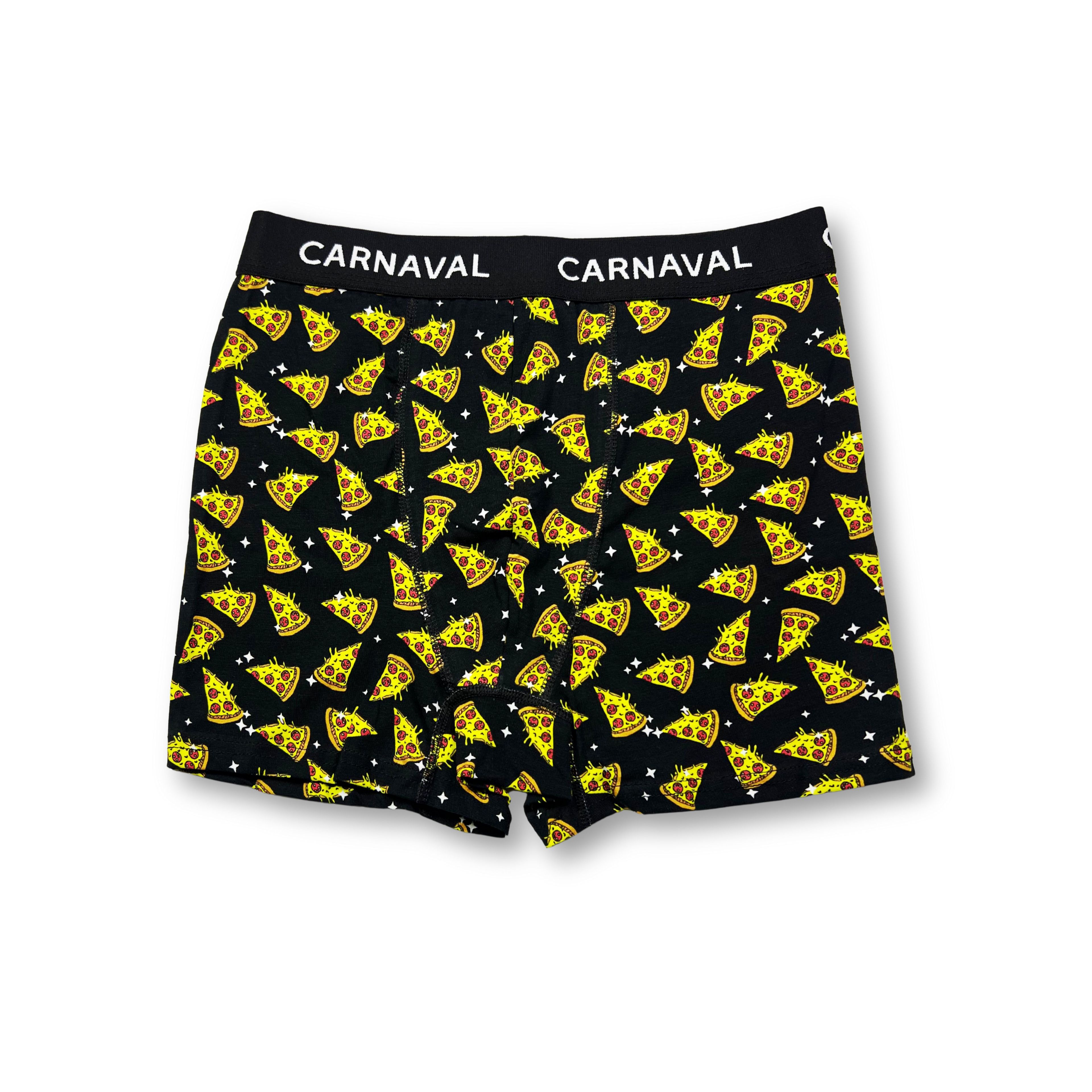 CARNAVAL Pizza Dilimi Desenli Premium Pamuklu Erkek Boxer -Siyah Renkli