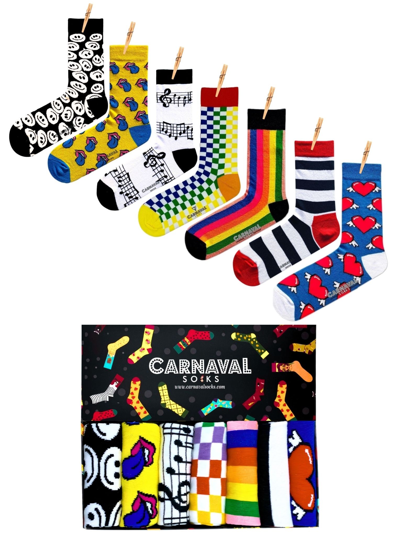 7'li Happy Socks Renkli Desenli Tasarım Çorap