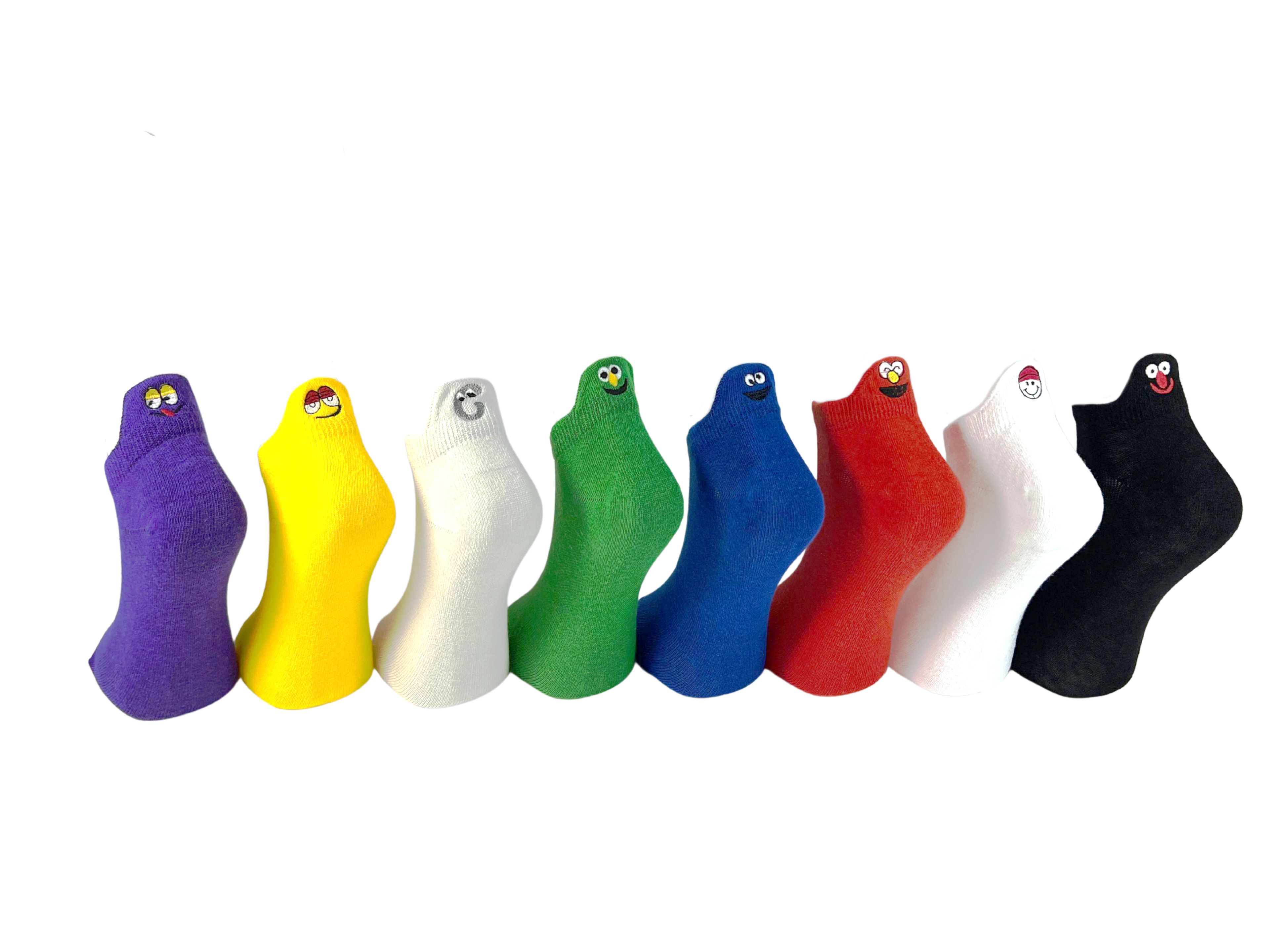 8'Lİ EMOJİ NAKIŞLI BİLEKLİ UNİSEX PATİK ÇORAP SETİ