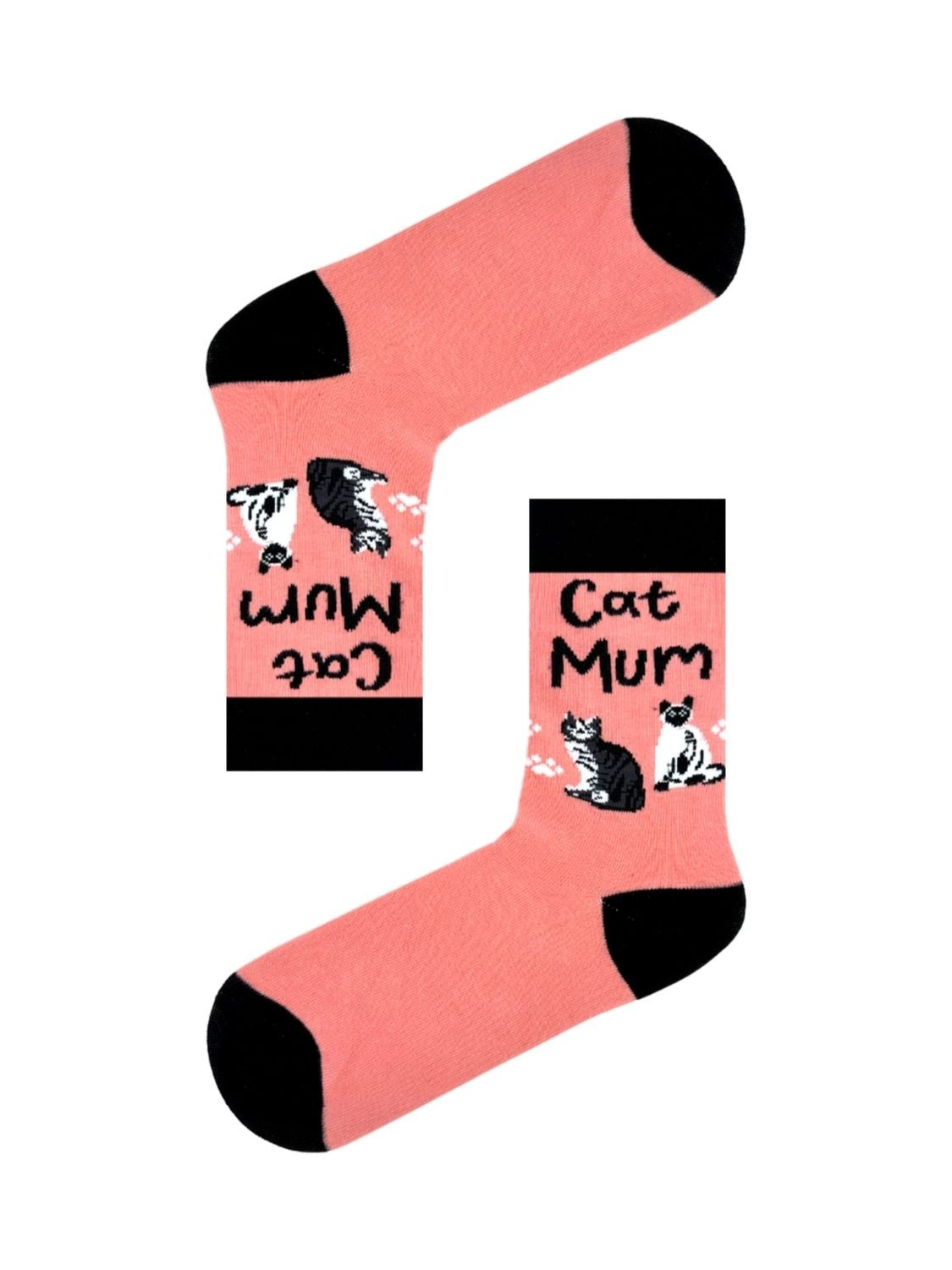 Cat Mum Yazılı Renkli Soket Çorap