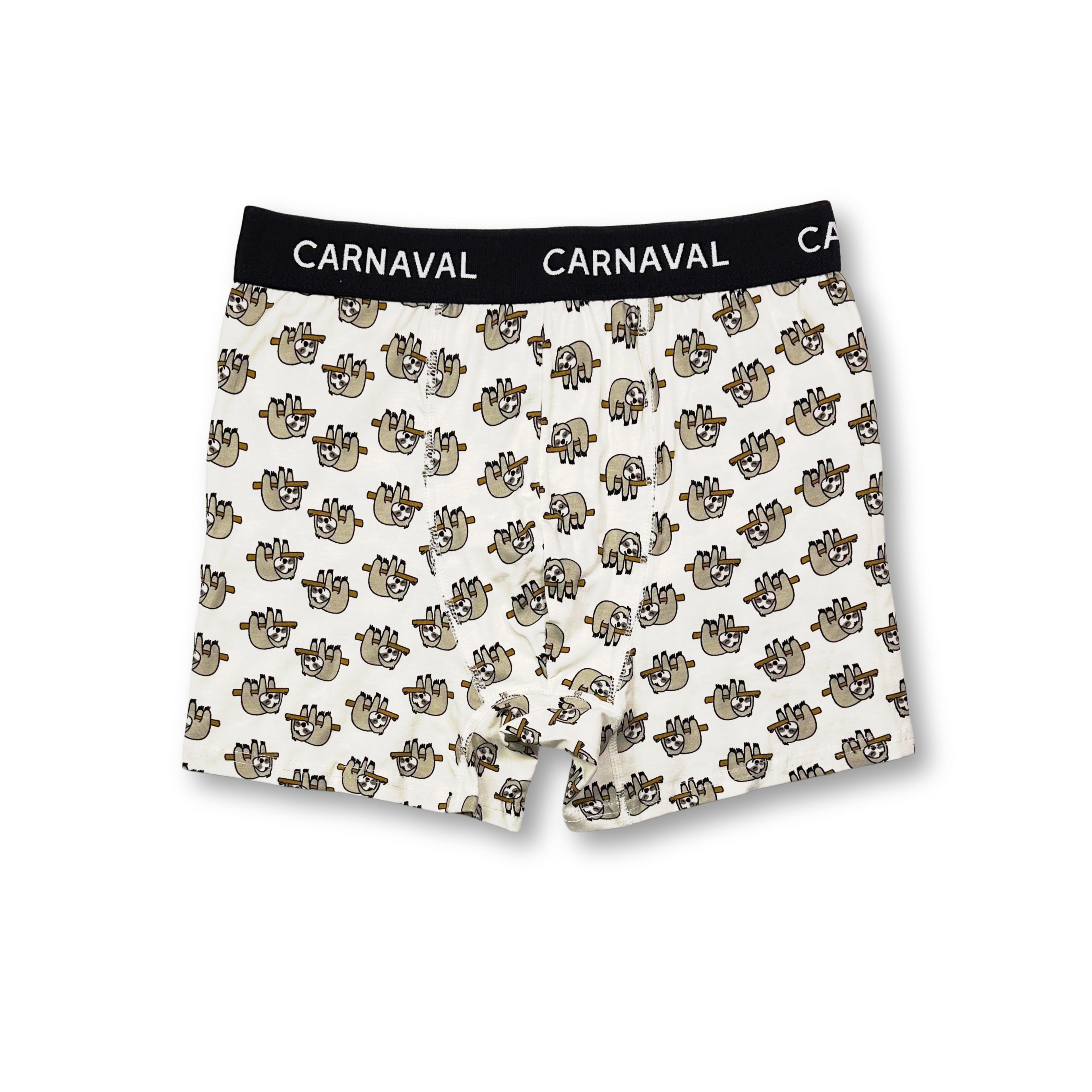CARNAVAL Tembel Hayvan Desenli Premium Pamuklu Erkek Boxer -Krem Renkli