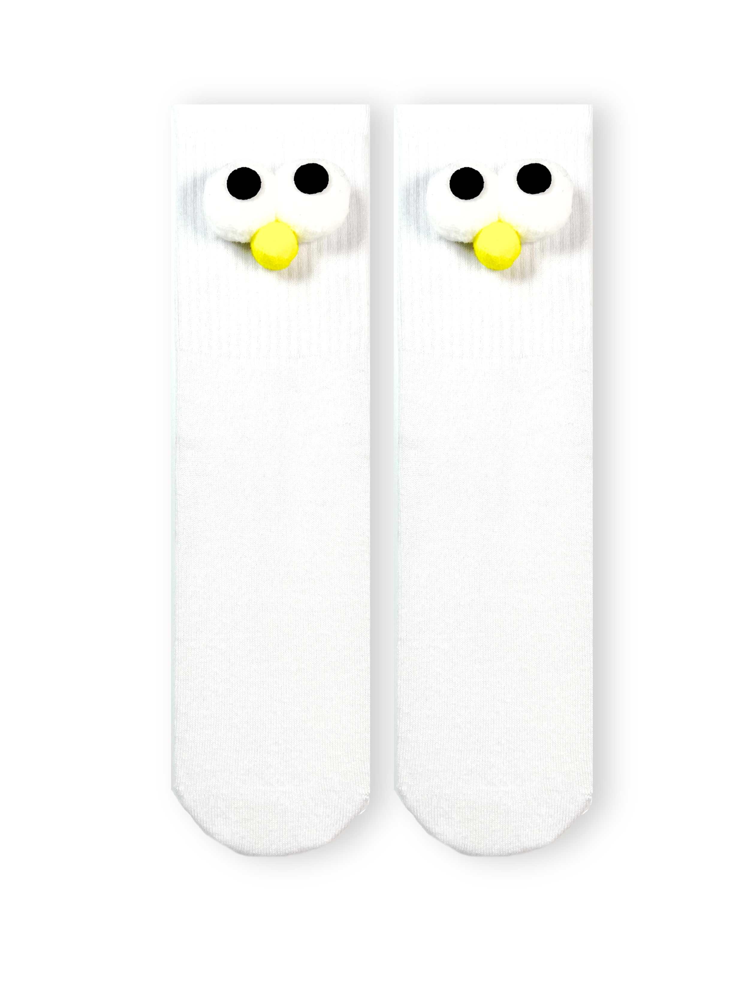 Pörtlek Gözlü 3D Beyaz Unisex Çorap