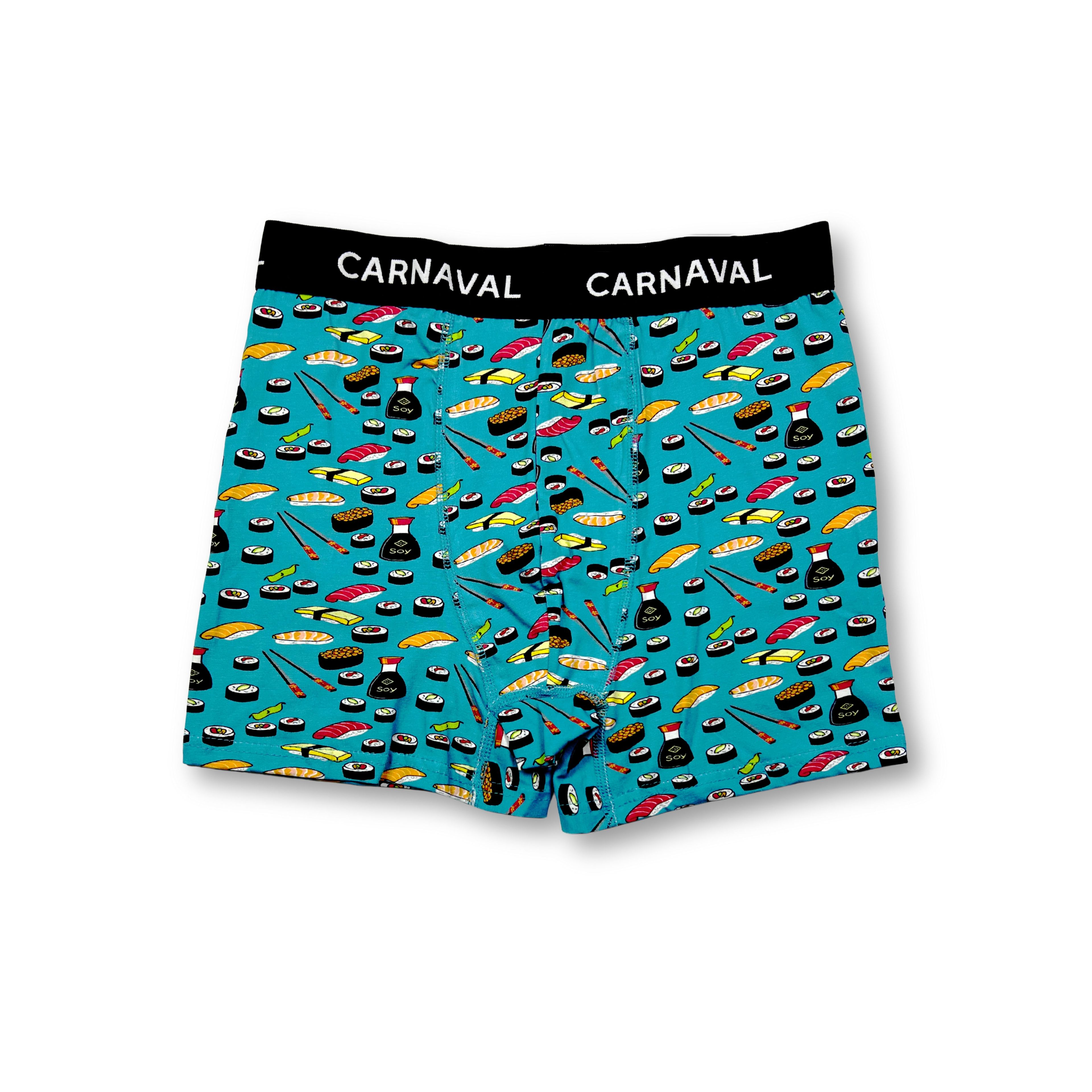 CARNAVAL Sushi Desenli Premium Pamuklu Erkek Boxer -Yeşil Renkli
