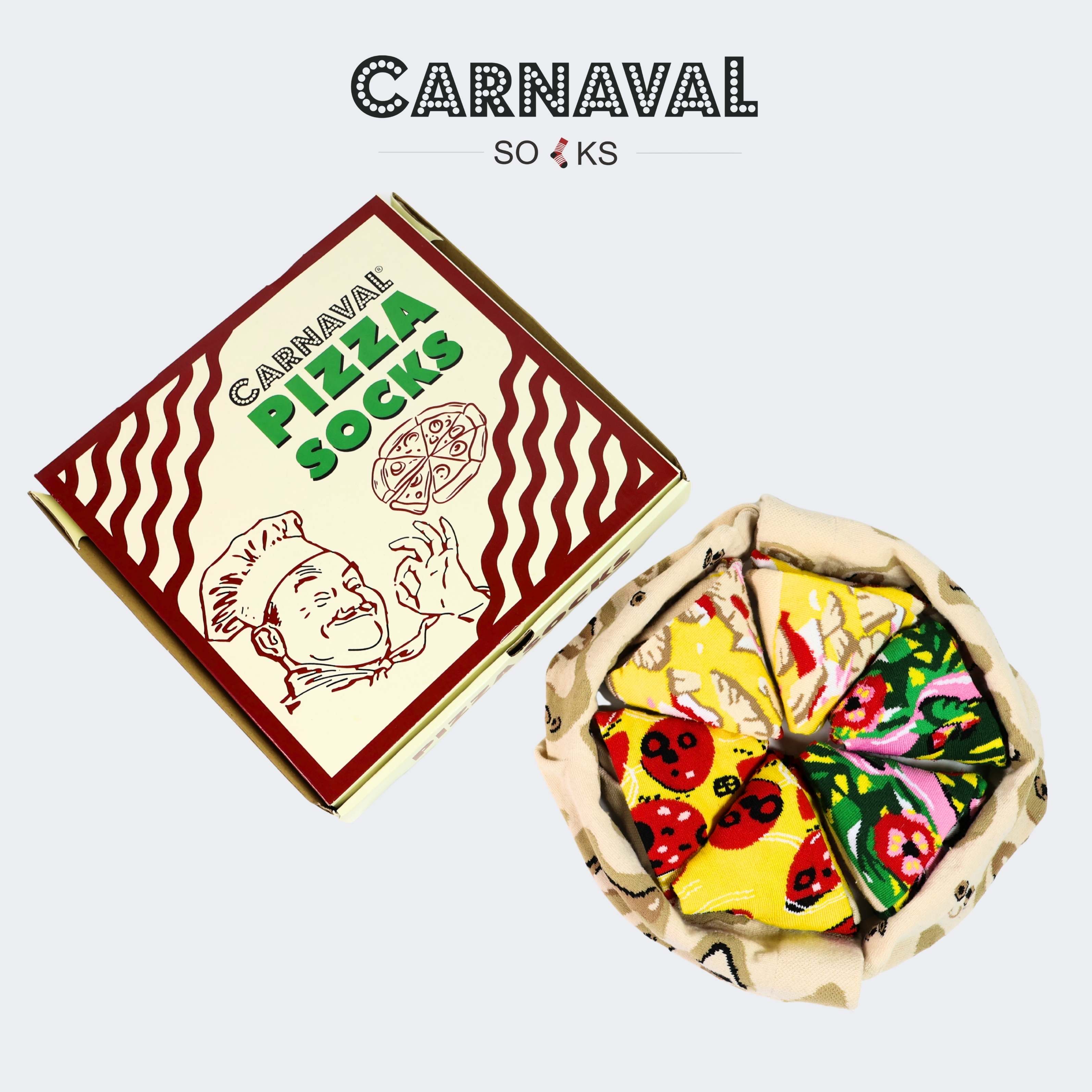 CARNAVAL Unisex Hediye Pizza Kutusu Çorap - Pizza Desenli Pamuk Çorap - Pizza Socks Box