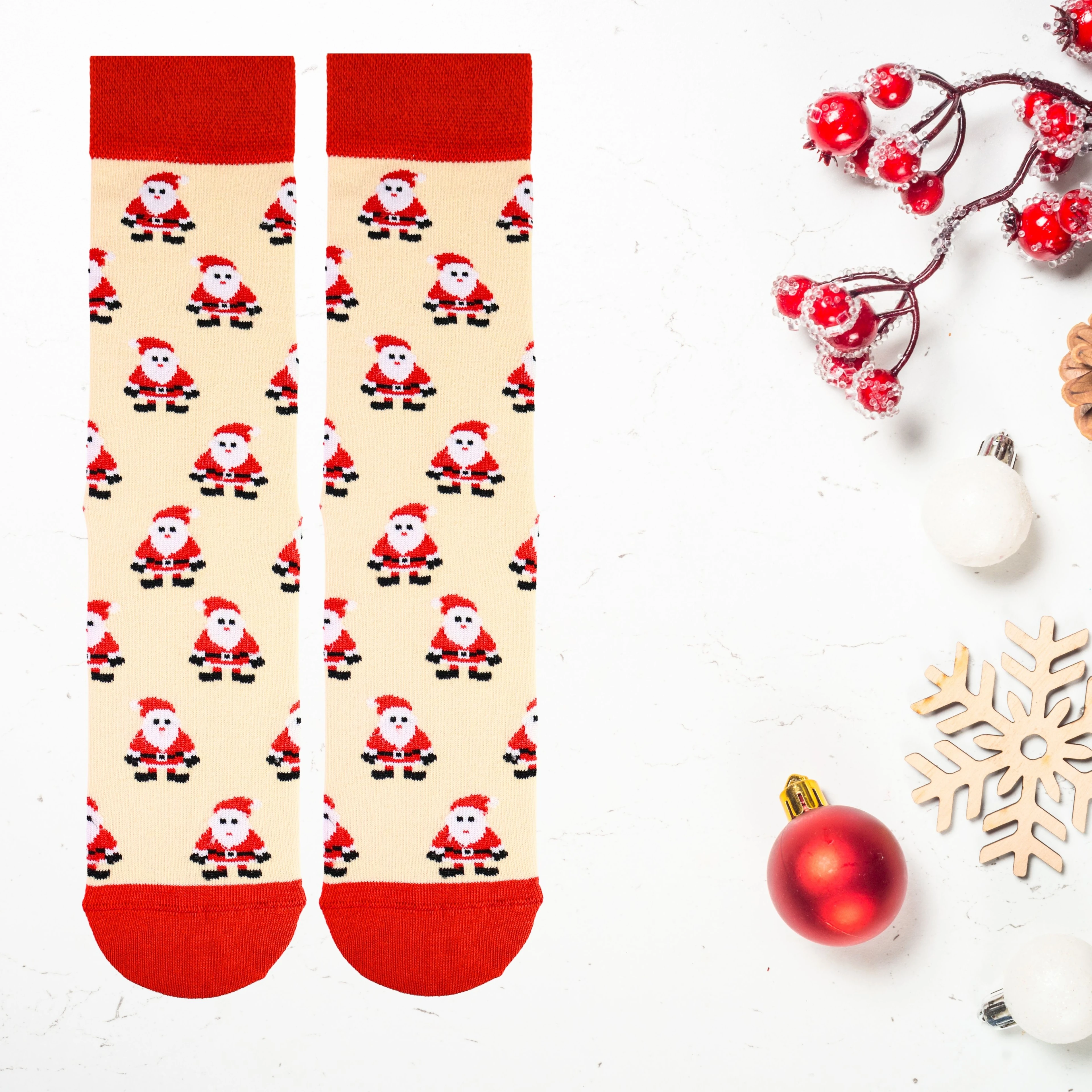 Yılbaşı Noel Baba Desenli Renkli Çorap