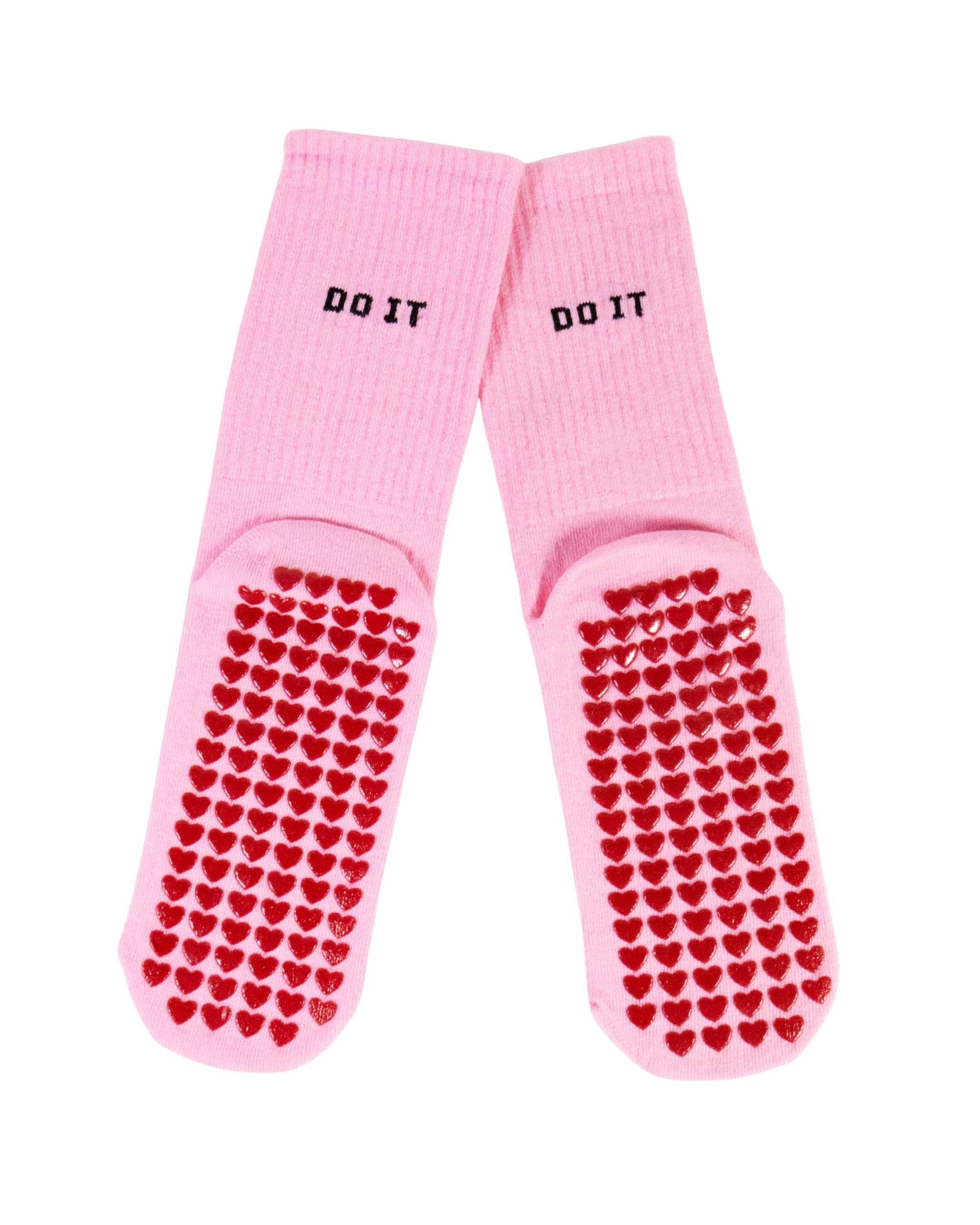 Pembe Renkli Silikon Tabanlı Kaydırmaz Yoga Pilates Çorap