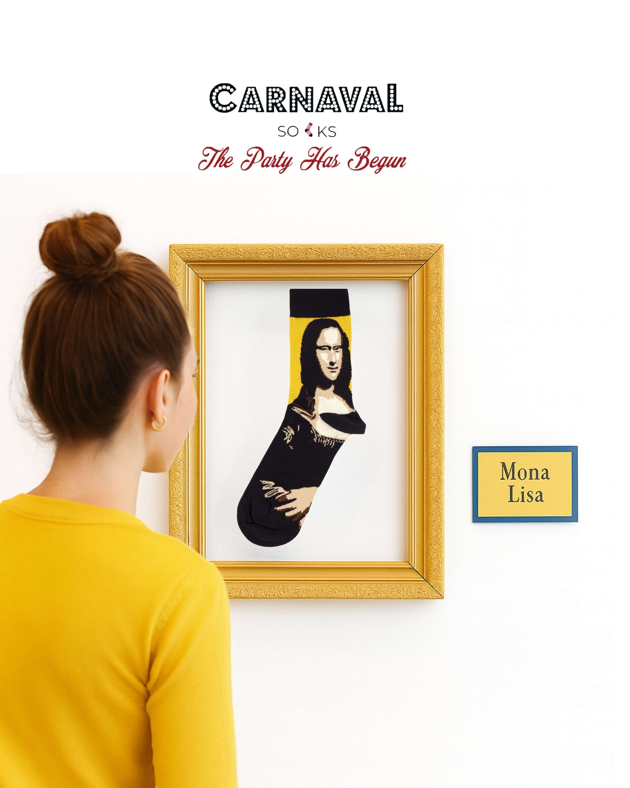 Monalisa Portre Desenli Sanatsal Unisex Soket Çorap