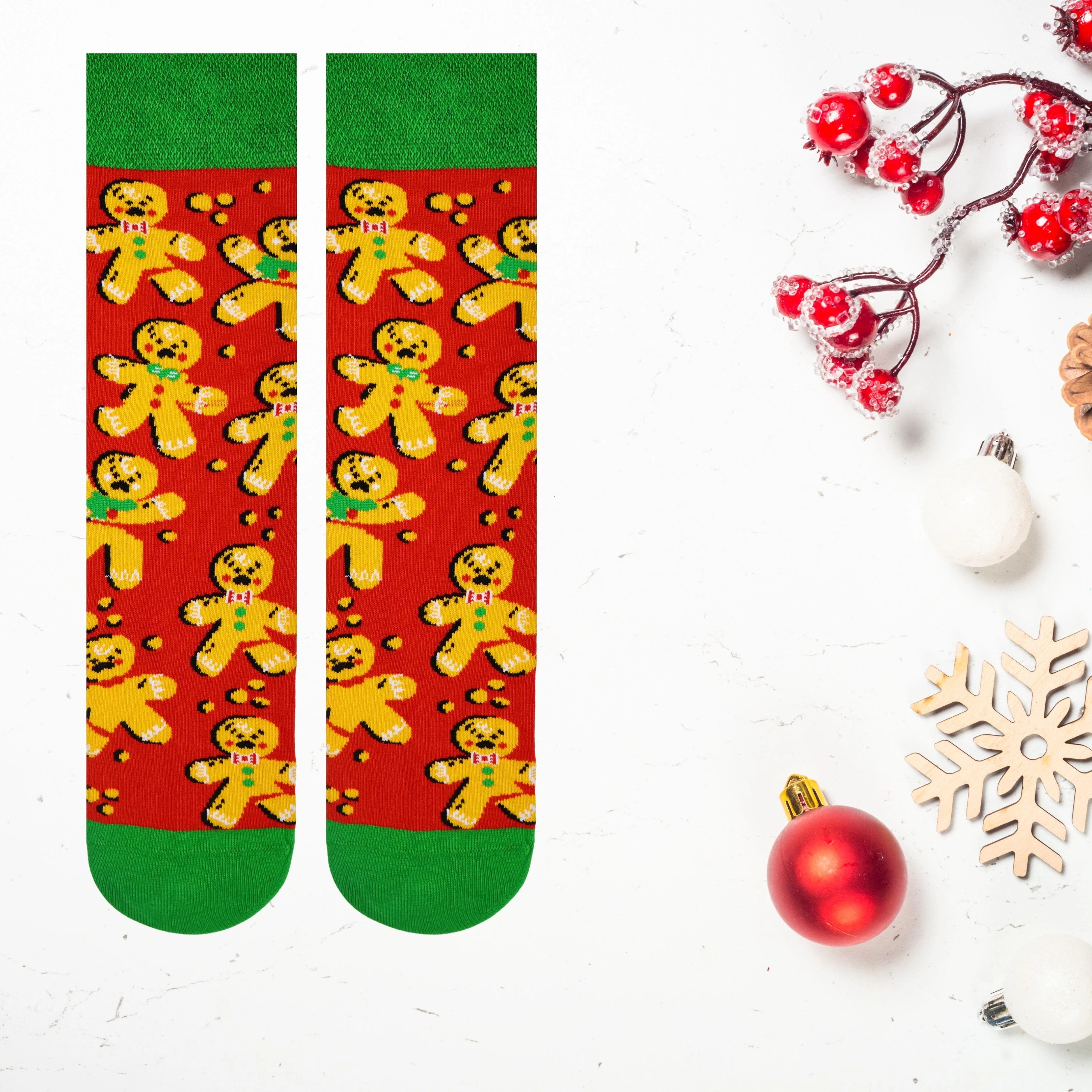 Noel kurabiyesi temalı Renkli unisex Soket Çorap