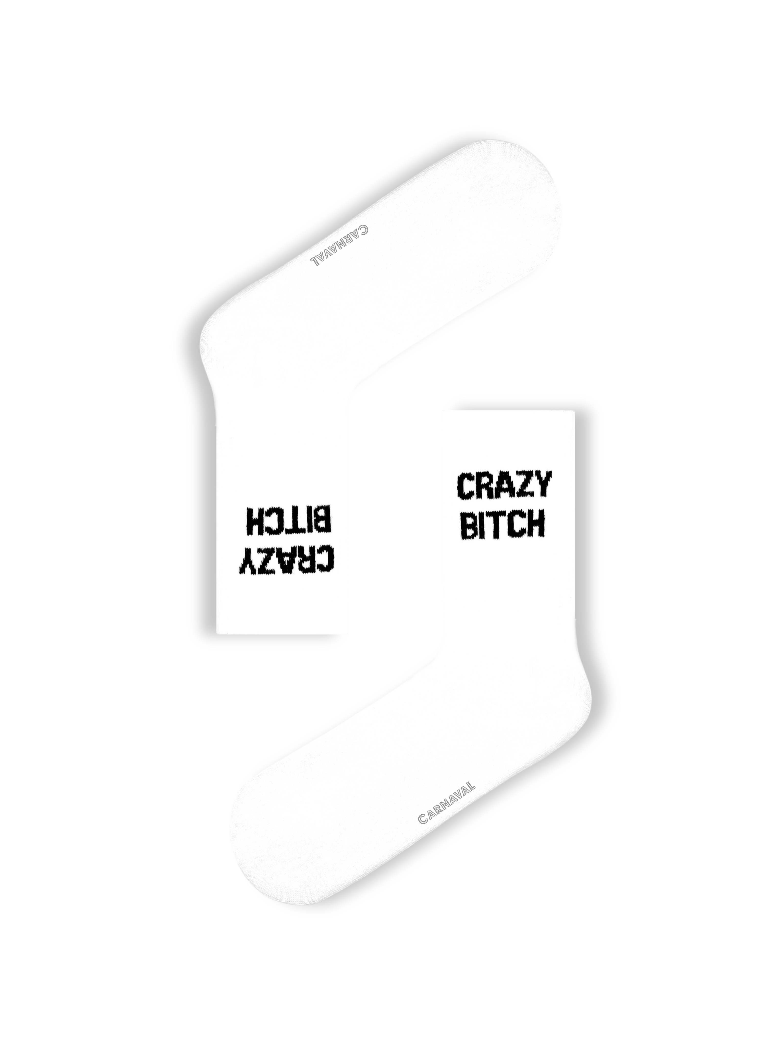 Crazy B.itch Yazılı Unisex Beyaz Tenis Spor Çorap