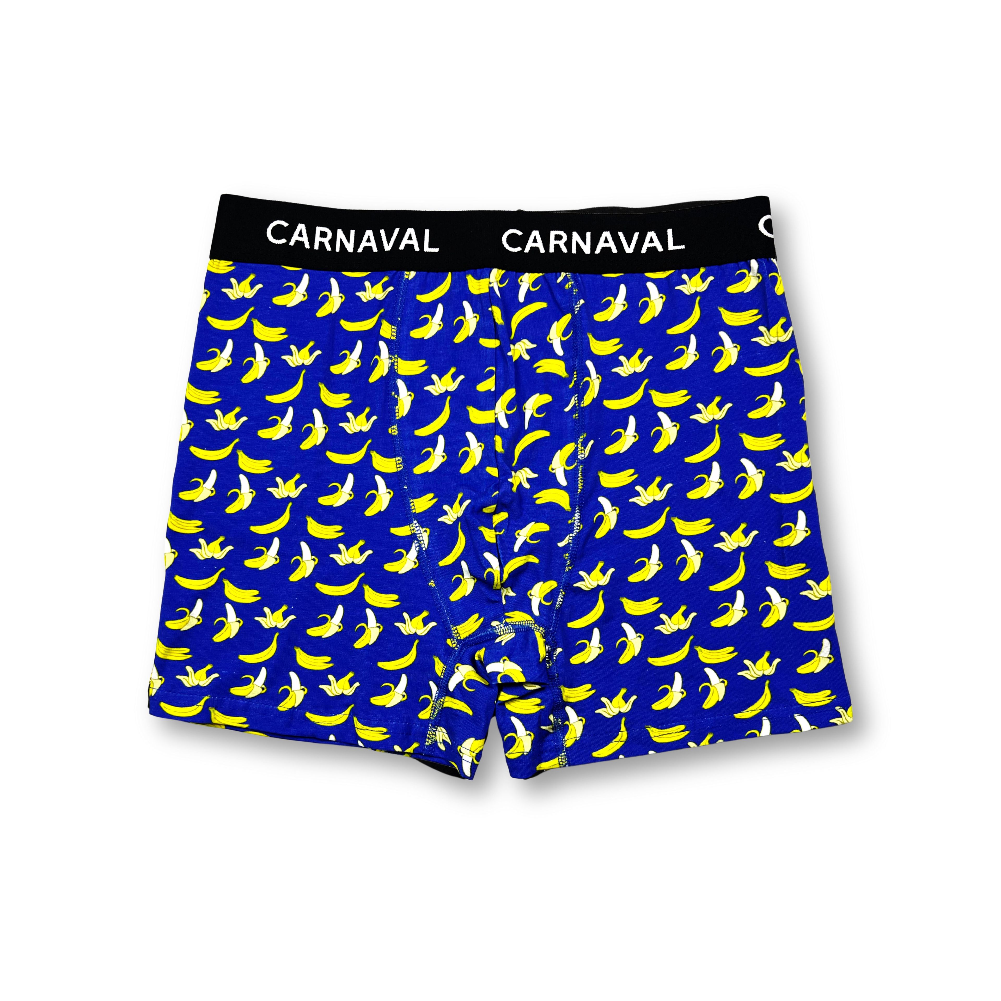CARNAVAL Muz Desenli Premium Pamuklu Erkek Boxer - Mavi Renkli