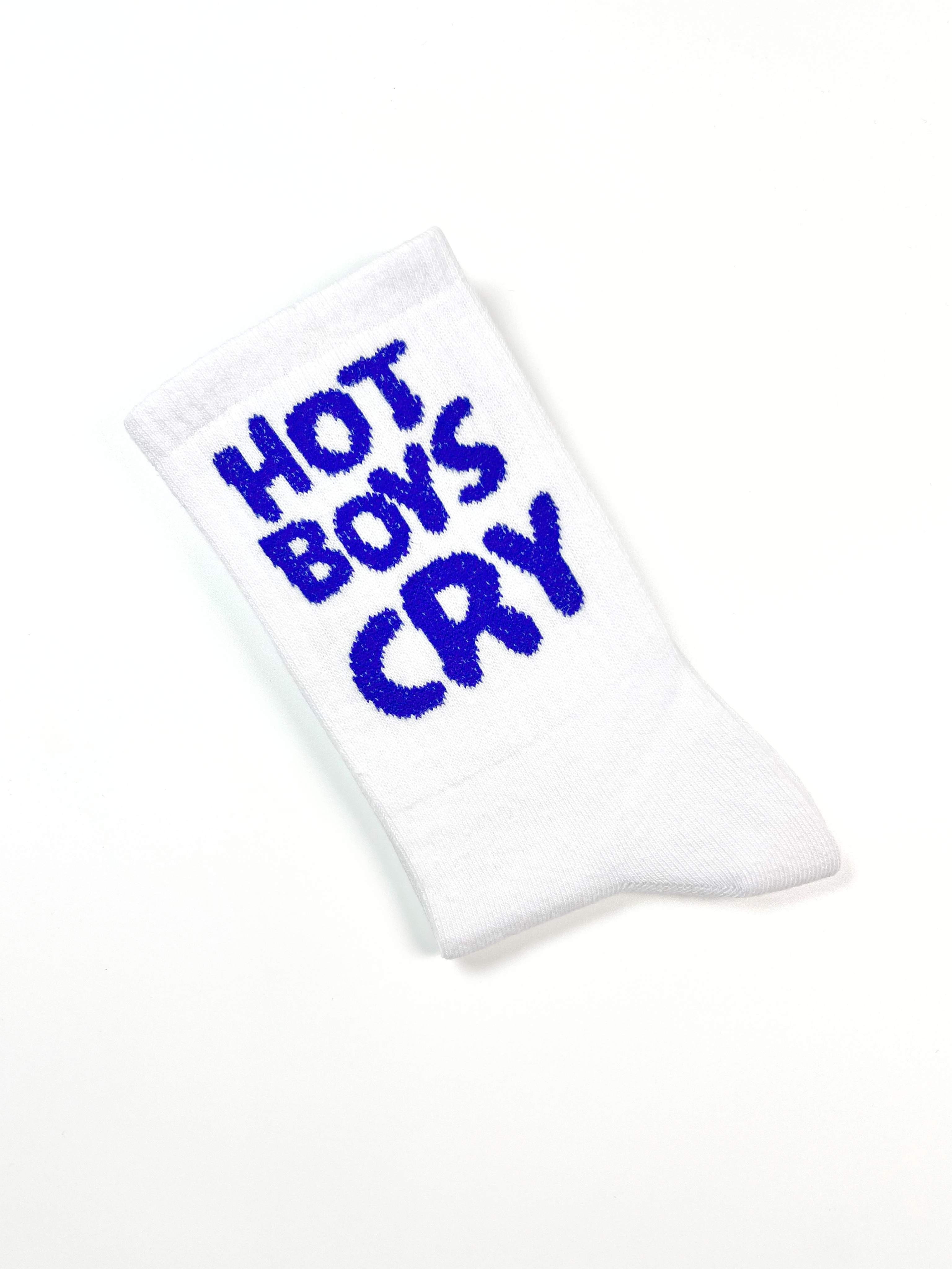 Hot Boys Cry Yazılı Unisex Beyaz Spor Çorap