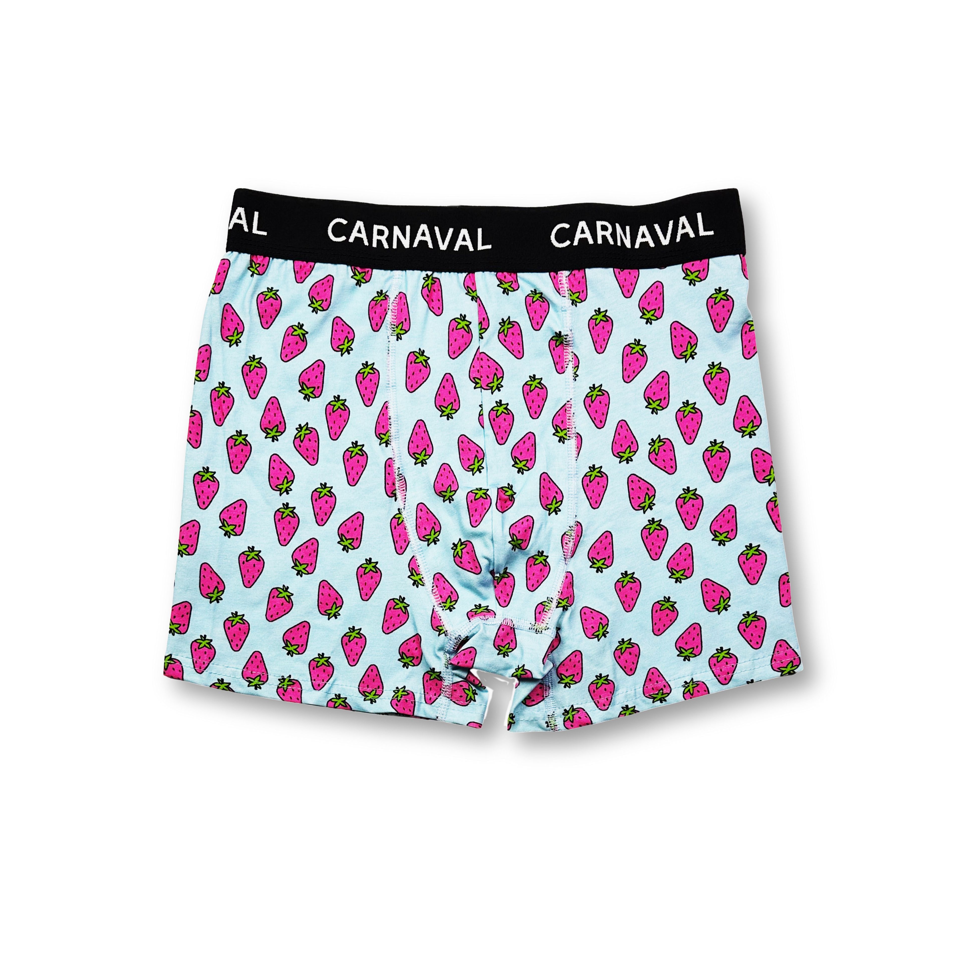 CARNAVAL Çilek Desenli Premium Pamuklu Erkek Boxer - Mavi Renkli