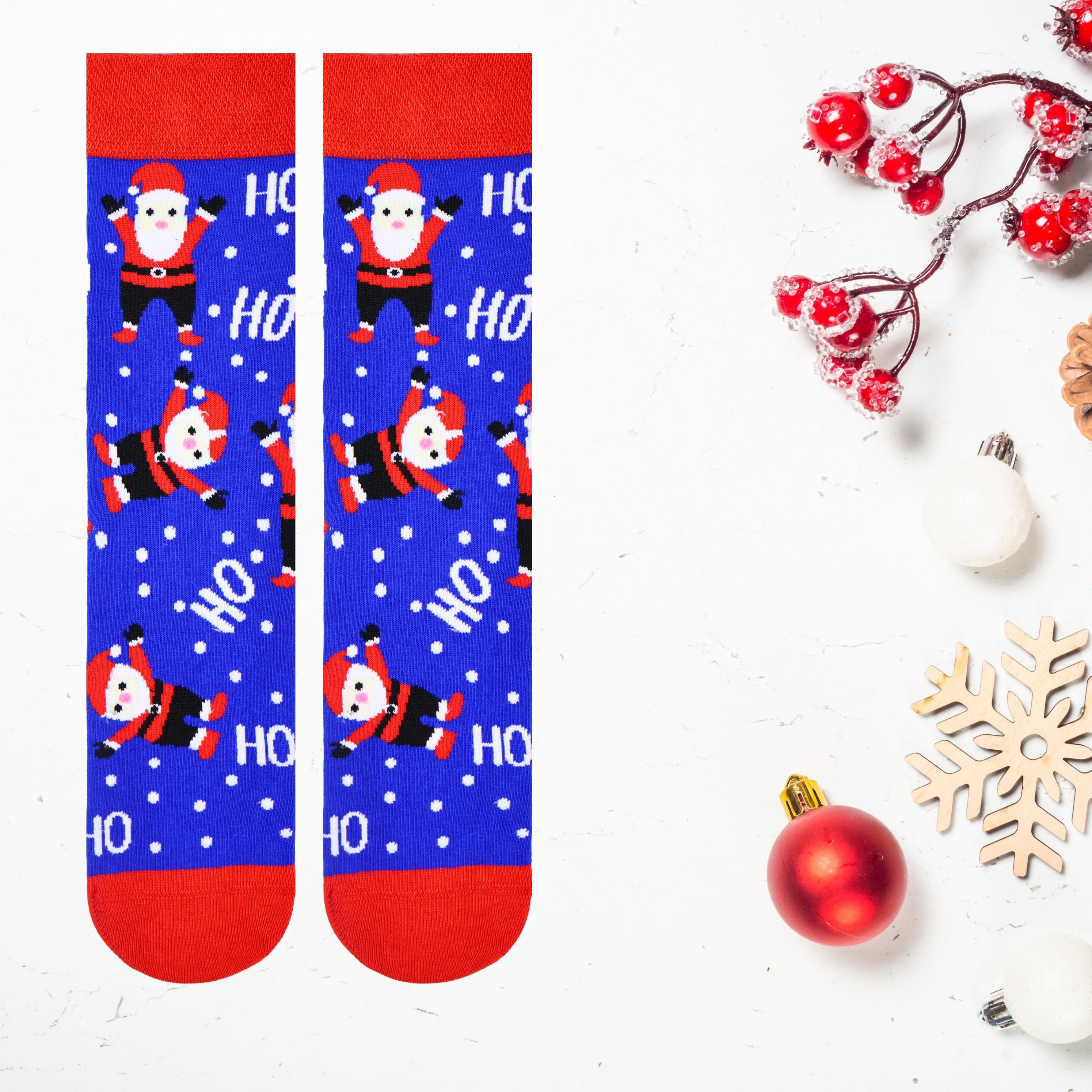 Ho Ho Yazı Ve Noel Baba Desenli Soket Çorap