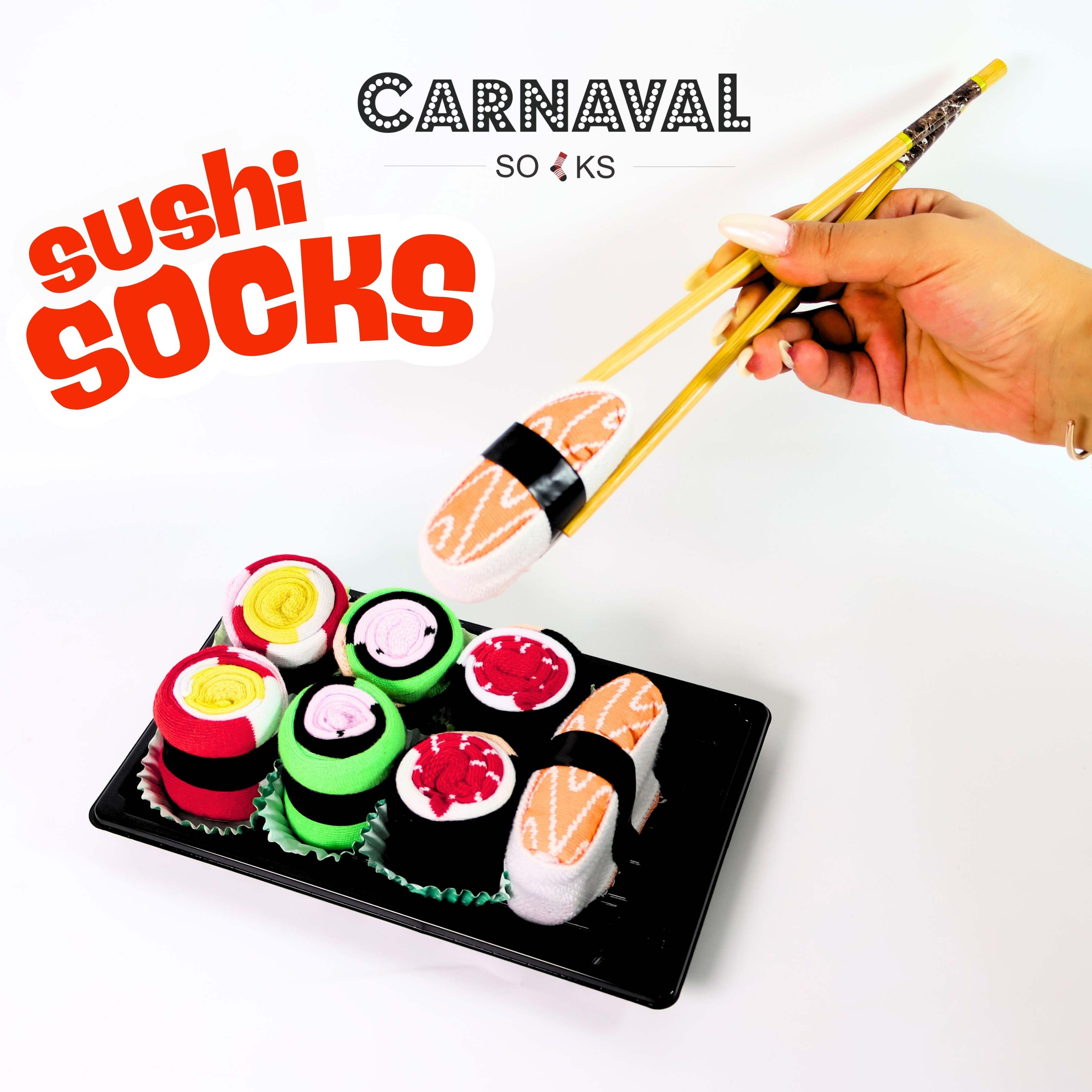 CARNAVAL Unisex Hediye Sushi Kutusu Çorap Seti - Sushi Desenli Pamuk Çorap - Sushi Socks Box