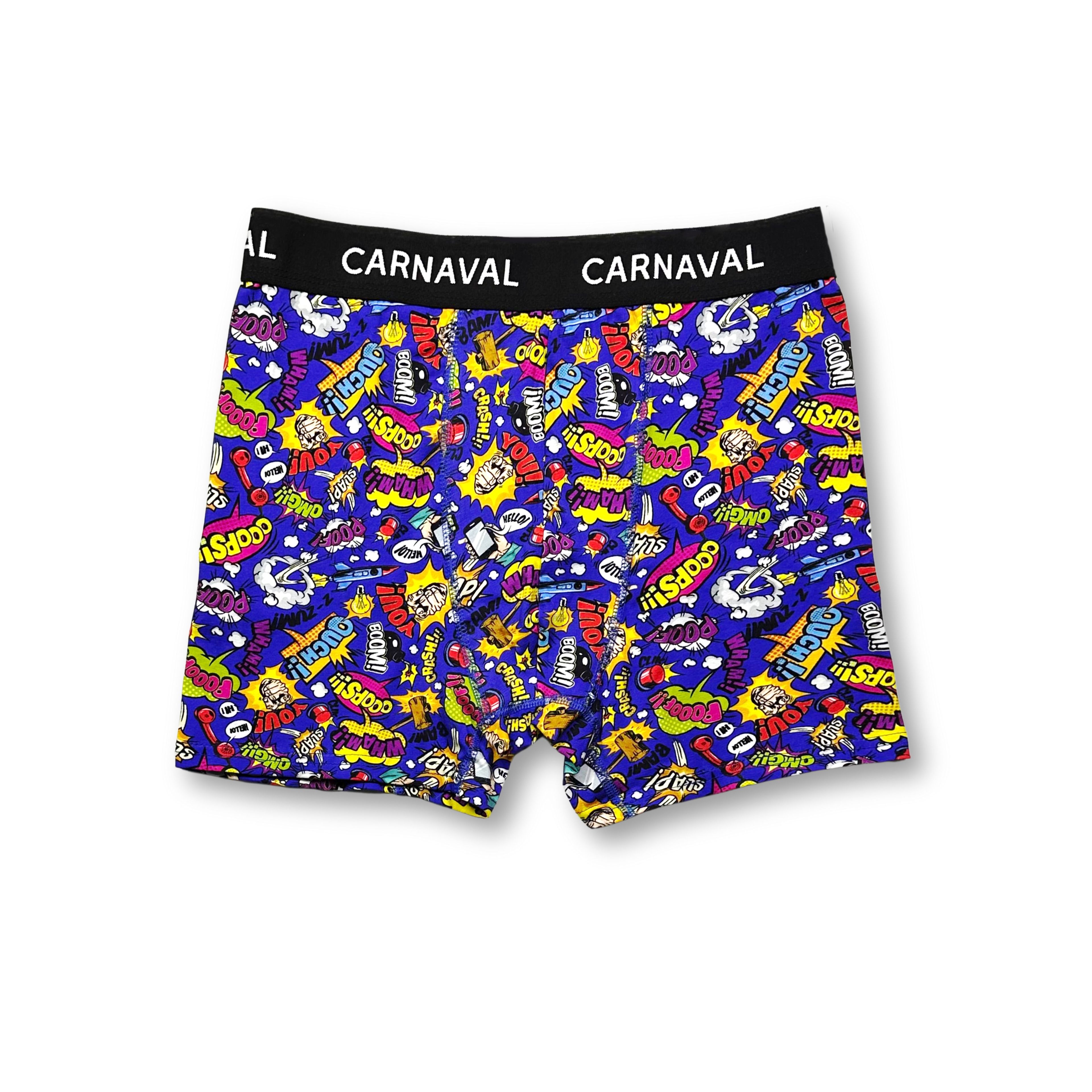 CARNAVAL Eğlenceli Yazılı Desenli Premium Pamuklu Erkek Boxer - Mavi Renkli