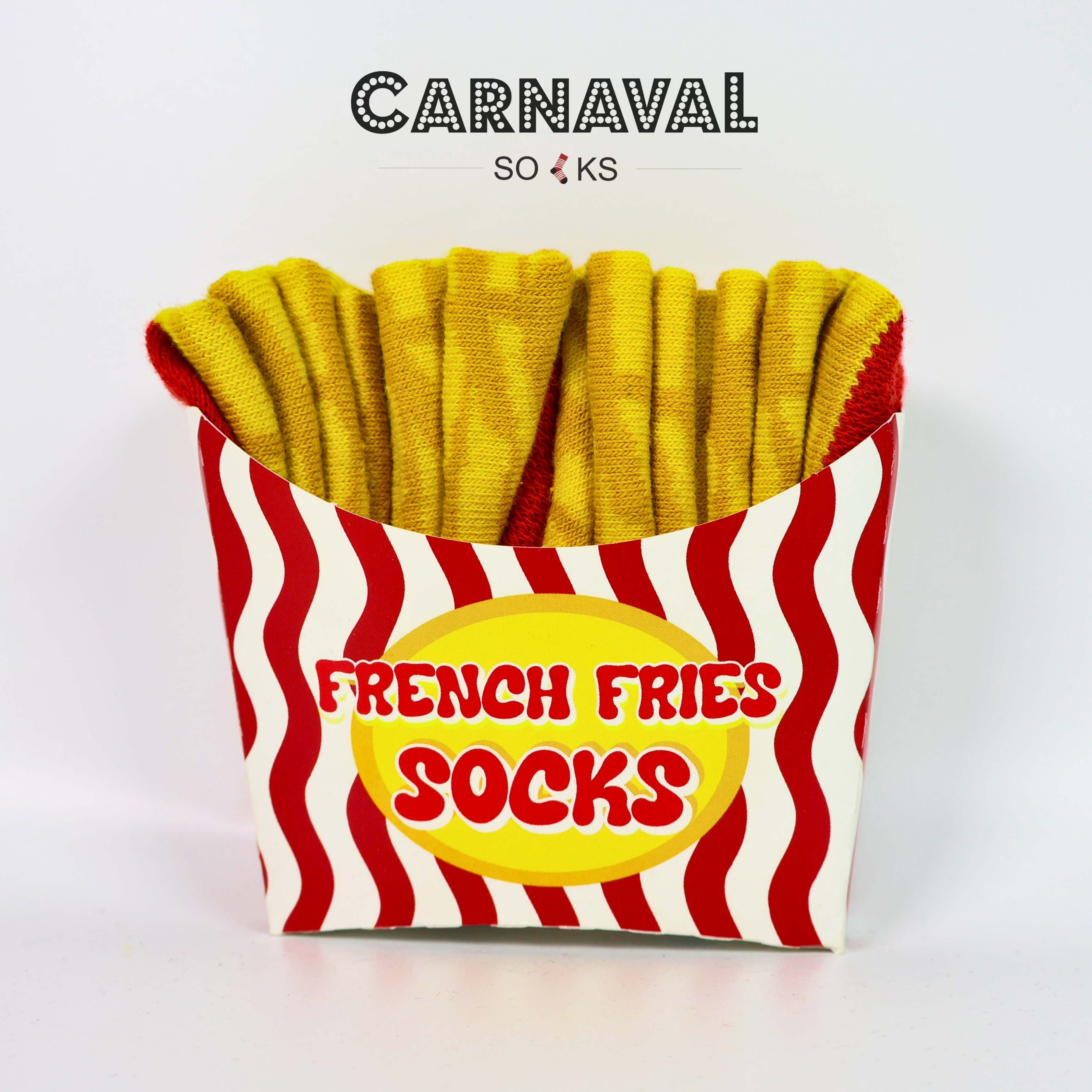 CARNAVAL Unisex Hediye Patates Kızartması Kutusu Çorap - French Fries Desenli Pamuk Çorap - Fries Socks Box