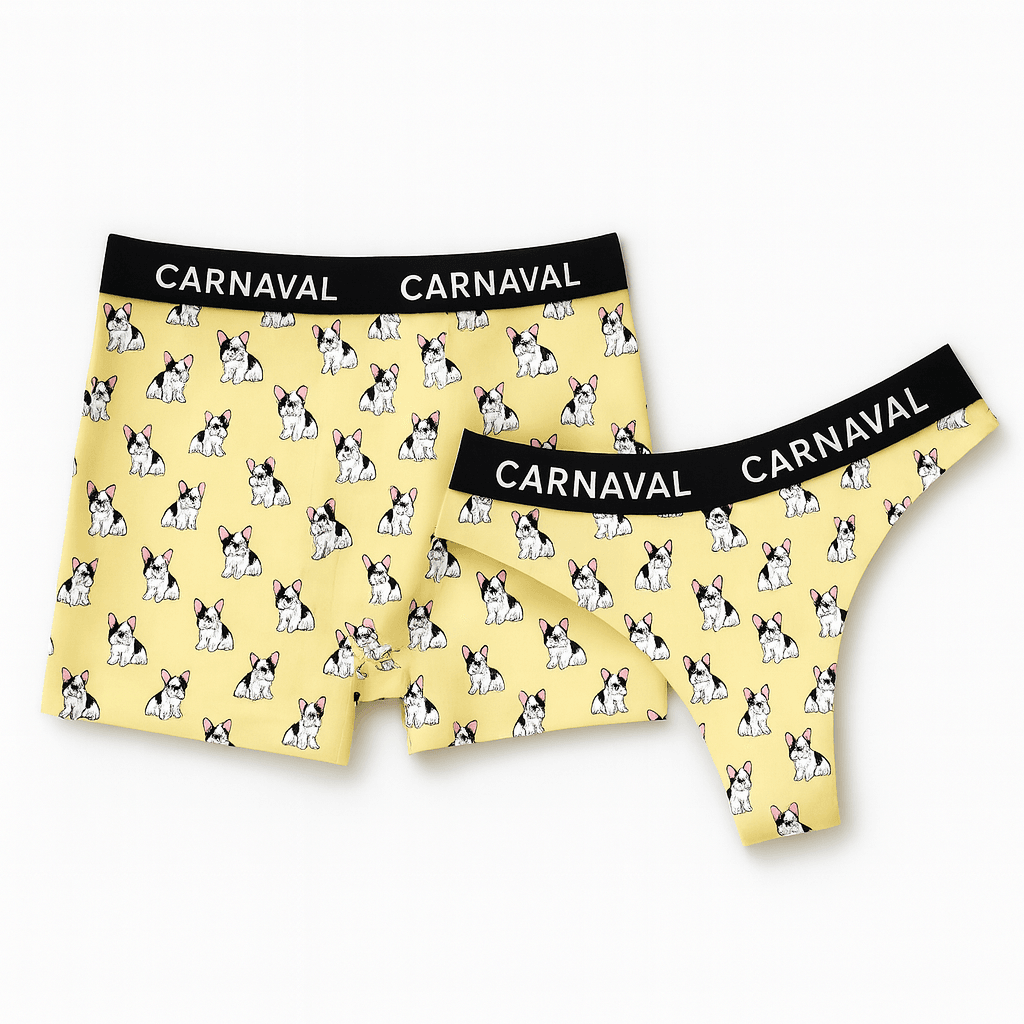 CARNAVAL French Bulldog köpek Desenli Couple İç Giyim Seti