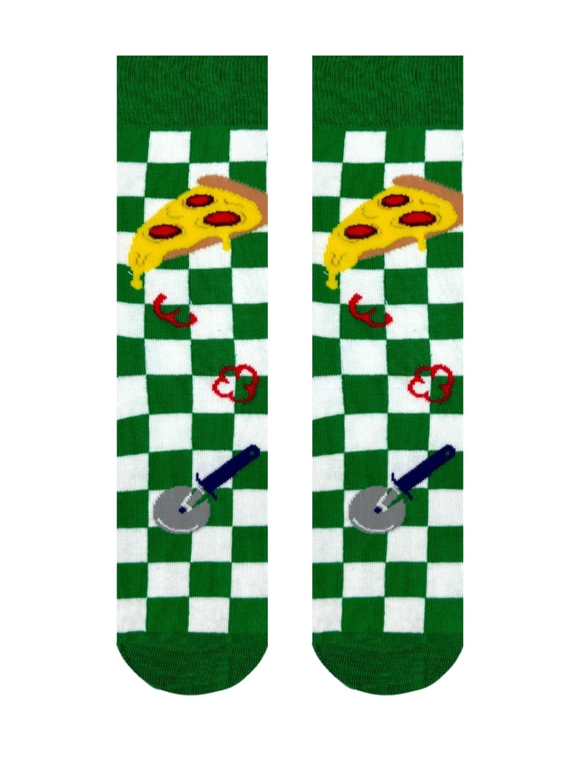Pizza Dilimi Desenli Damalı Soket Çorap
