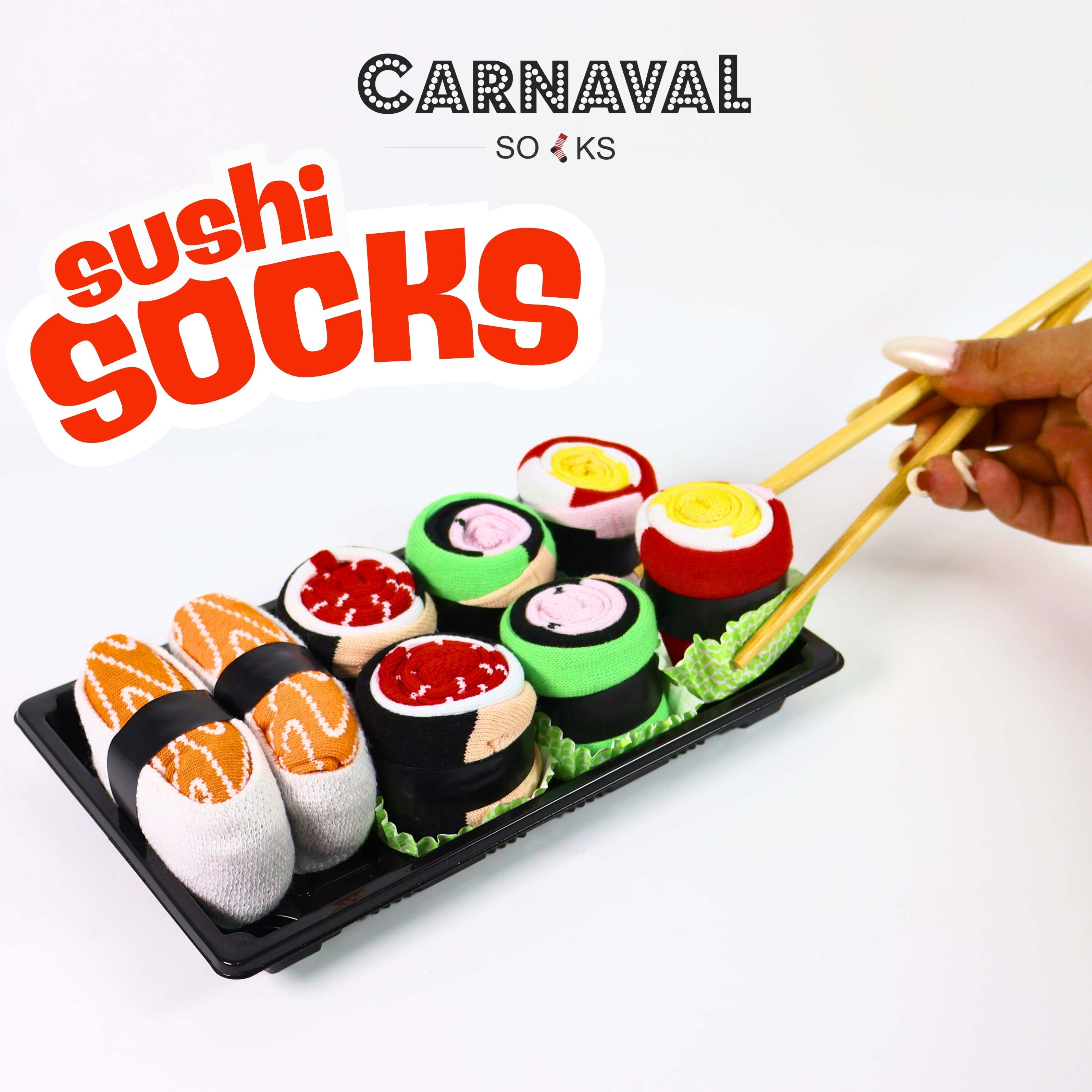 CARNAVAL Unisex Hediye Sushi Kutusu Çorap Seti - Sushi Desenli Pamuk Çorap - Sushi Socks Box