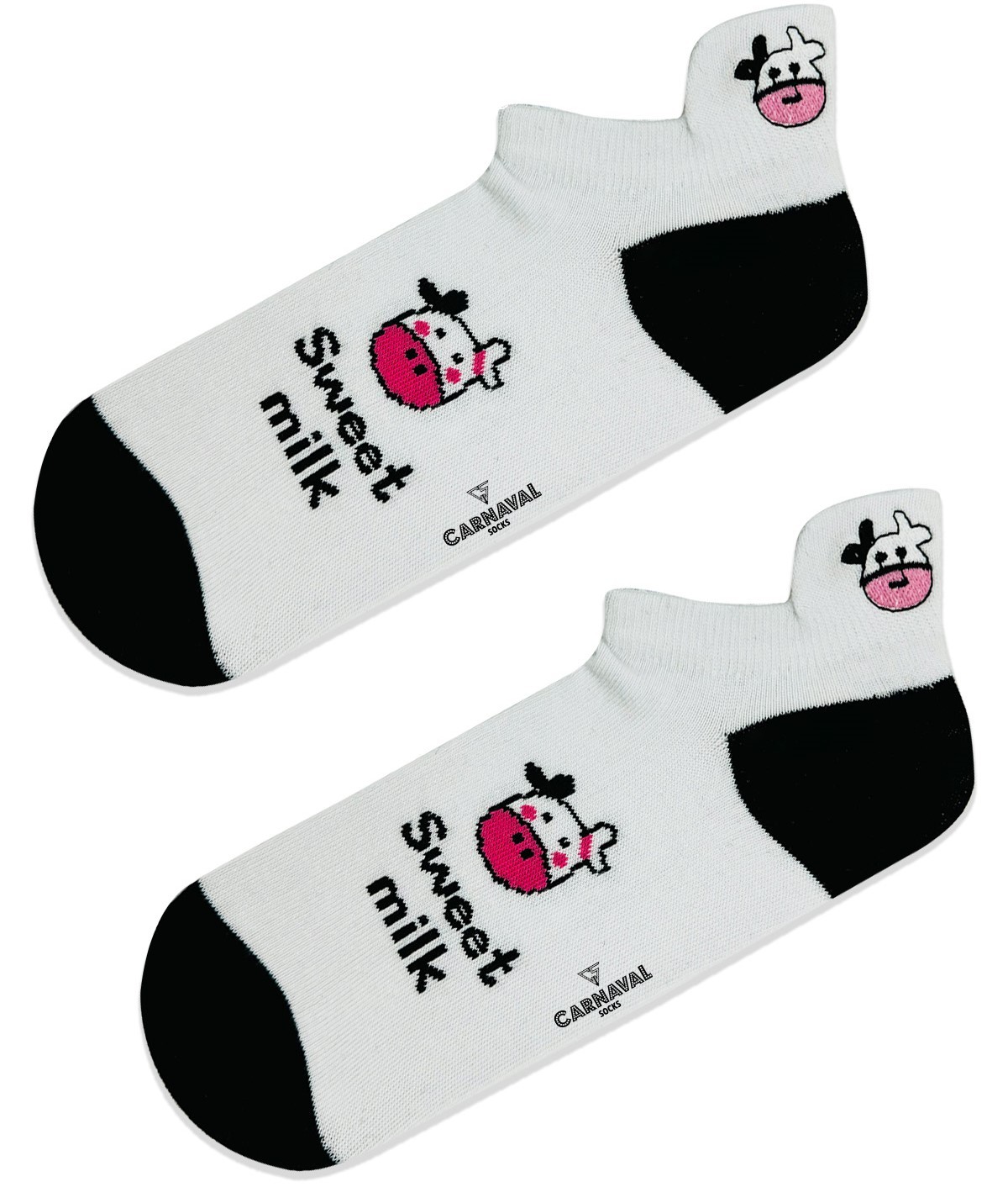 Sweat Milk Desenli İnek Nakışlı Patik Çorap