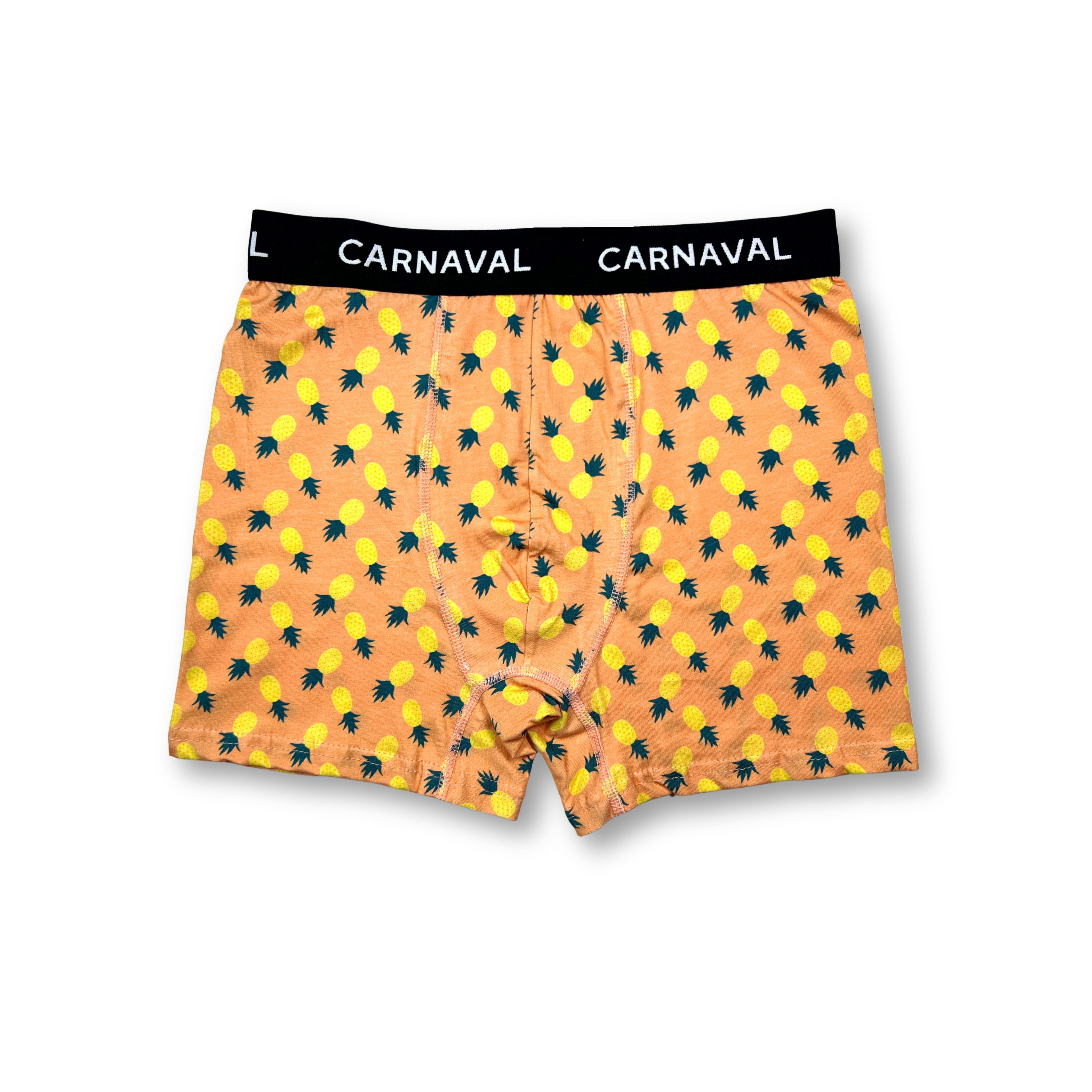 CARNAVAL Ananas Desenli Premium Pamuklu Erkek Boxer -Turuncu Renkli