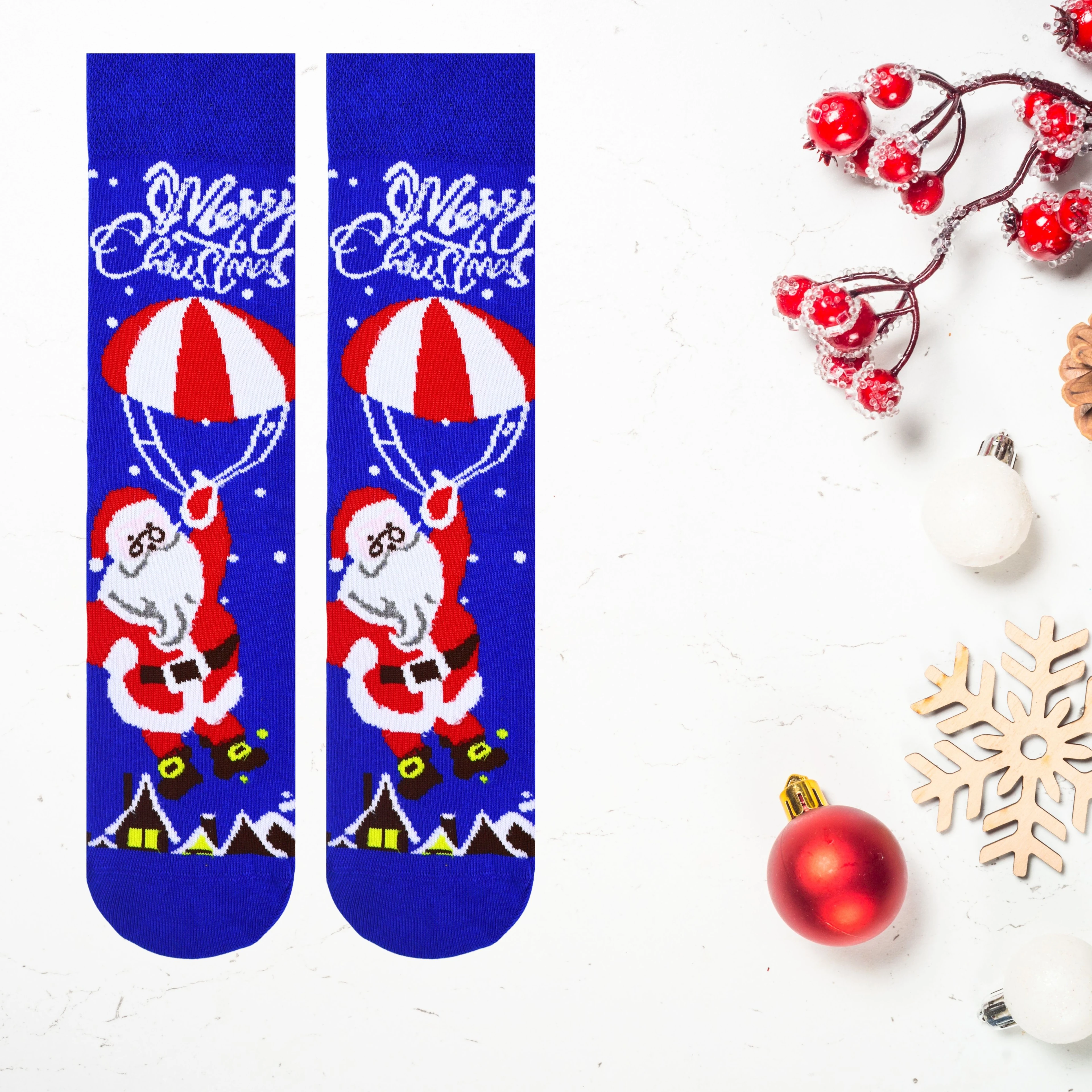 Mavi Merry Christmas Yazılı Yılbaşı Çorabı