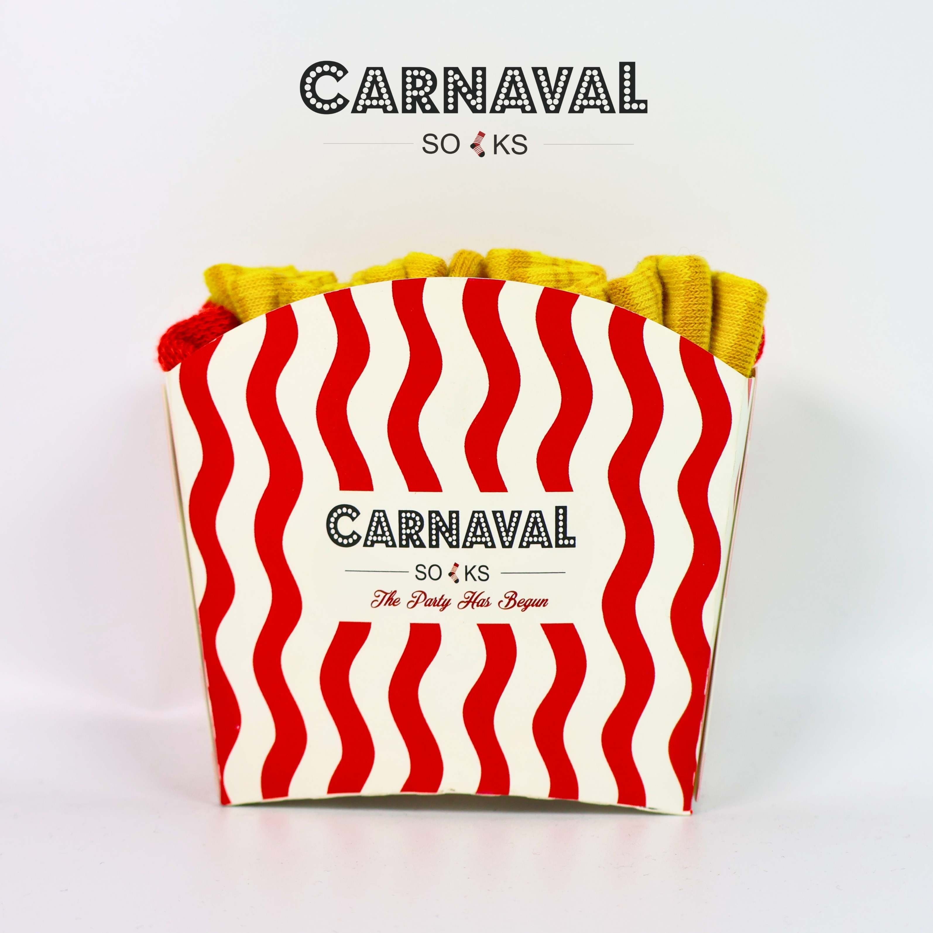 CARNAVAL Unisex Hediye Patates Kızartması Kutusu Çorap - French Fries Desenli Pamuk Çorap - Fries Socks Box