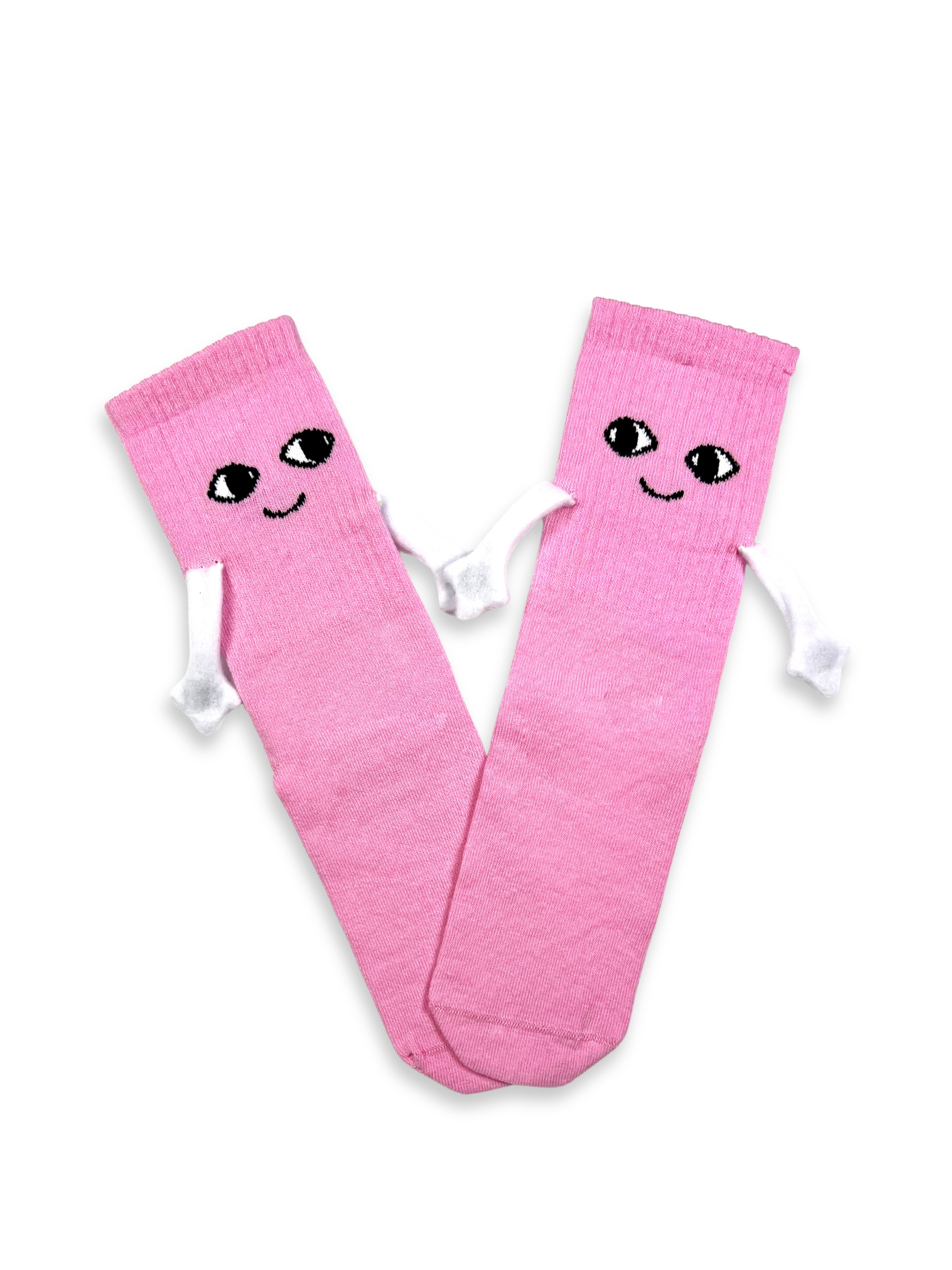El Ele Tutuşan Mıknatıslı Pembe Tenis Çorap