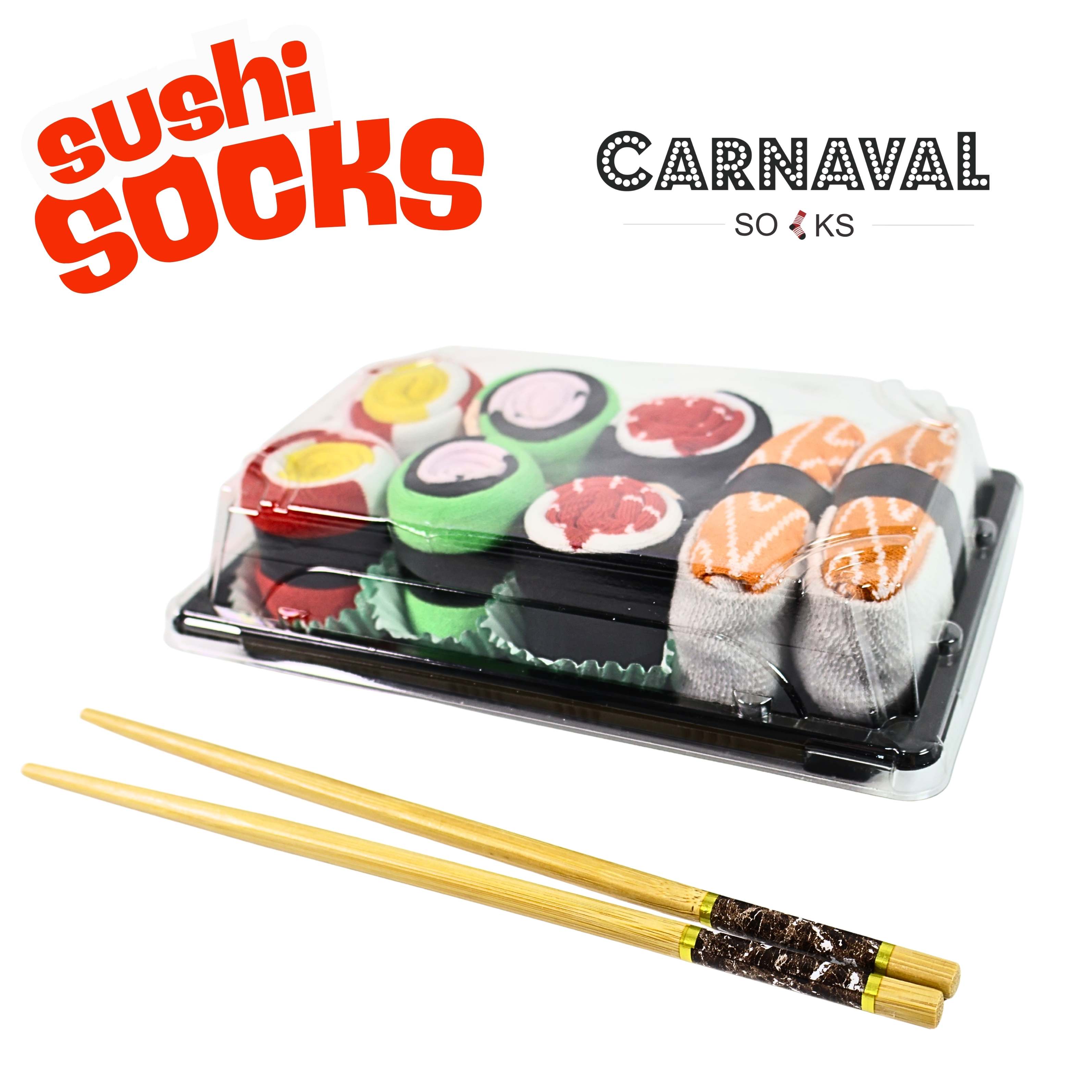 CARNAVAL Unisex Hediye Sushi Kutusu Çorap Seti - Sushi Desenli Pamuk Çorap - Sushi Socks Box