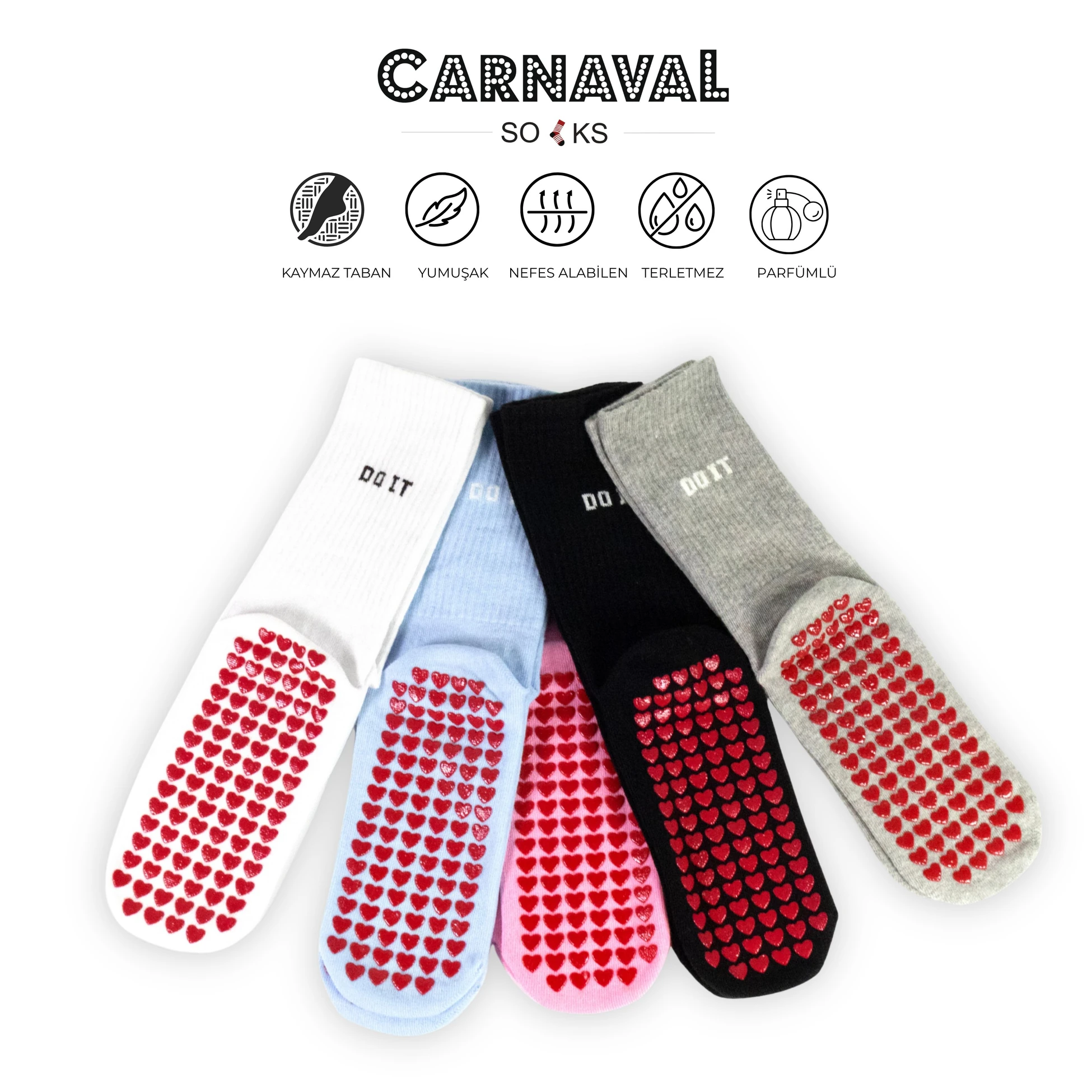 Pilates & Yoga Silikonlu Kazymaz Tabanlı 5'li Kutulu Çorap Seti