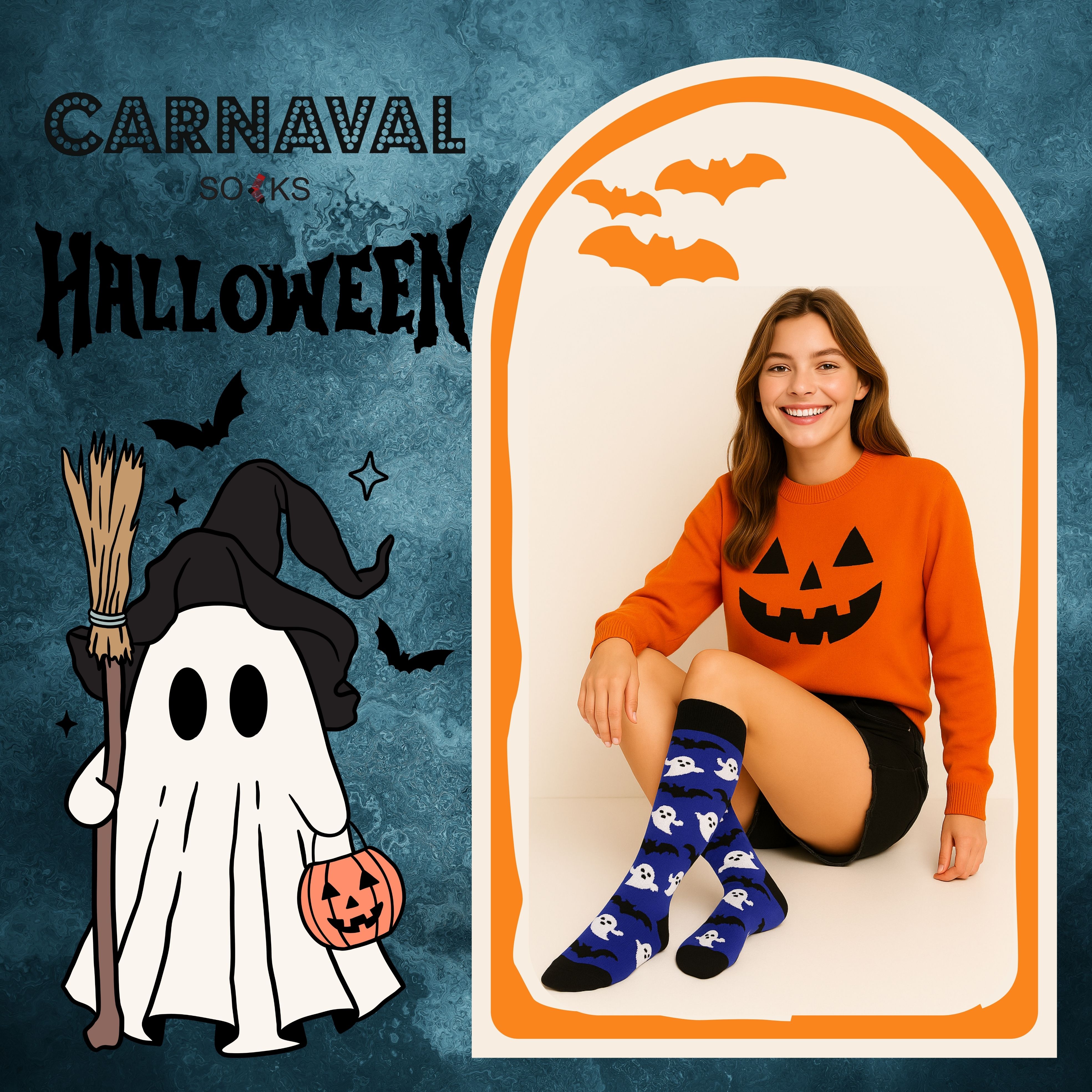 6'lı Halloween Cadılar Bayramı Desenli Unisex Kutulu Çorap Seti