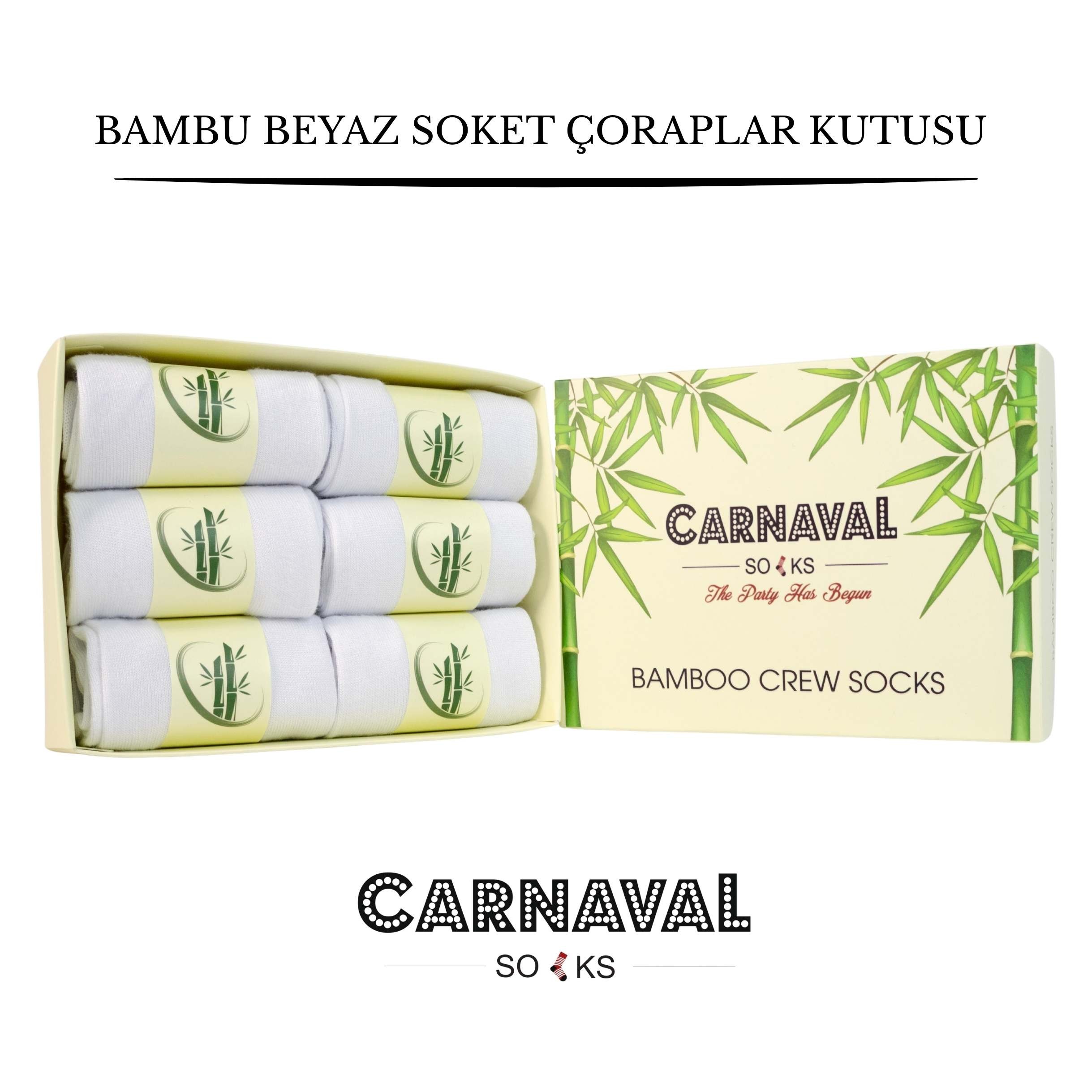 6'lı Premium Unisex Beyaz Bambu Kutulu Çorap Seti
