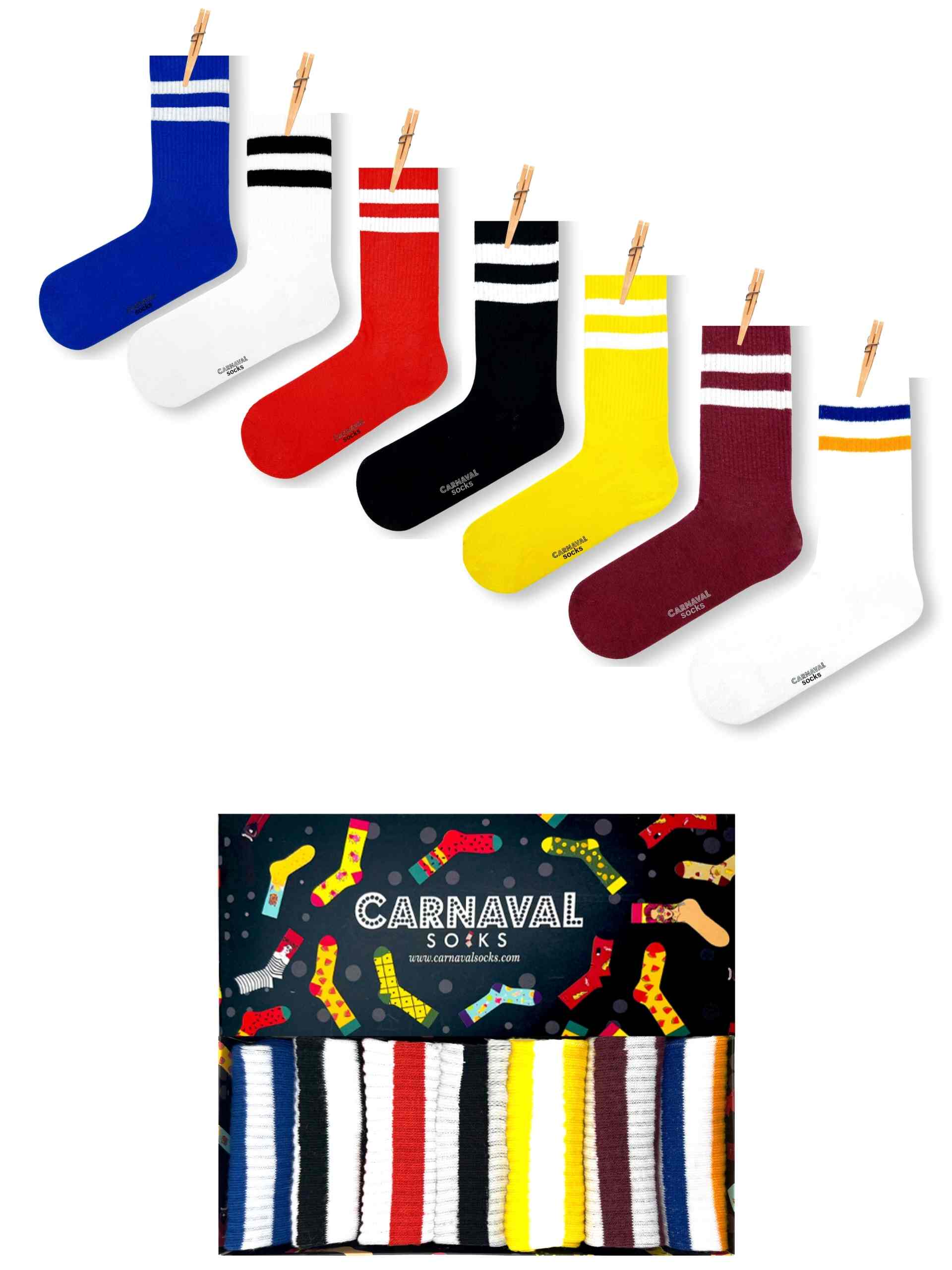 7'li Çemberli Desenli Renkli Spor Çorap Set