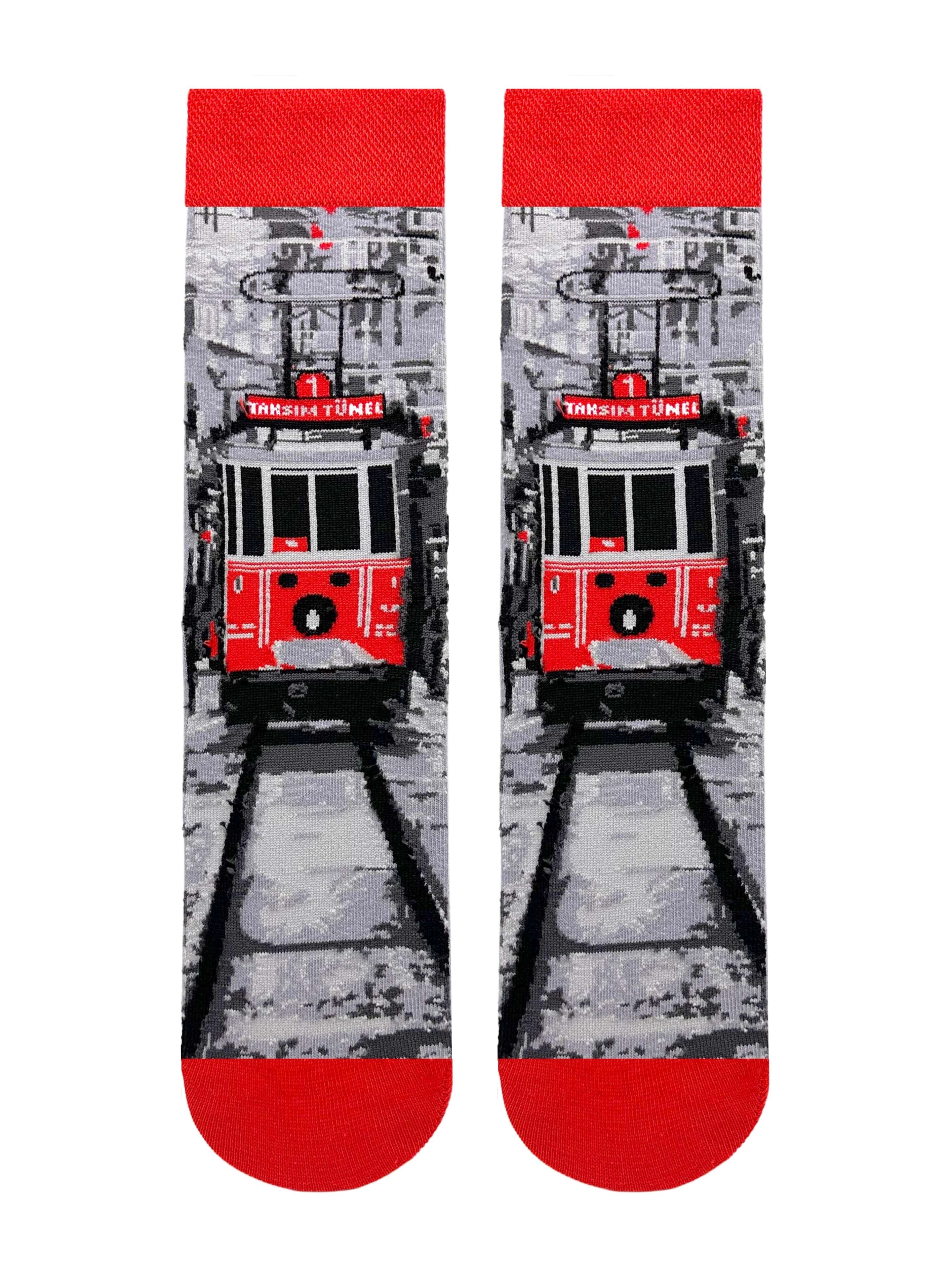 Taksim İstanbul Desenli Renkli Soket Çorap