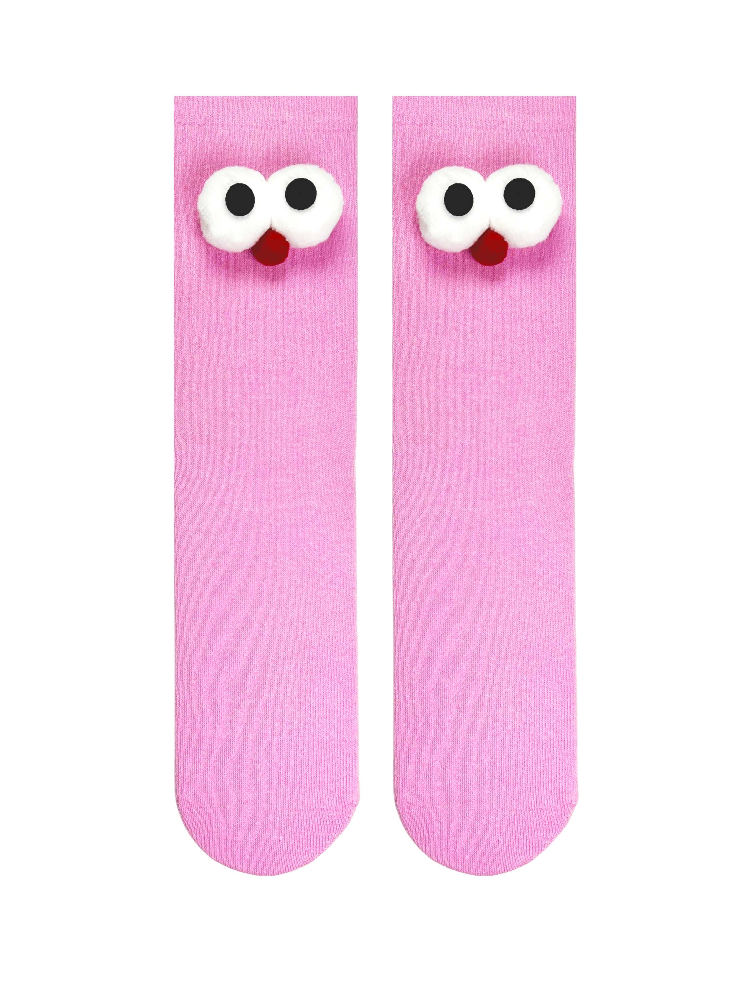 Pörtlek Gözlü 3D Pembe Unisex Çorap