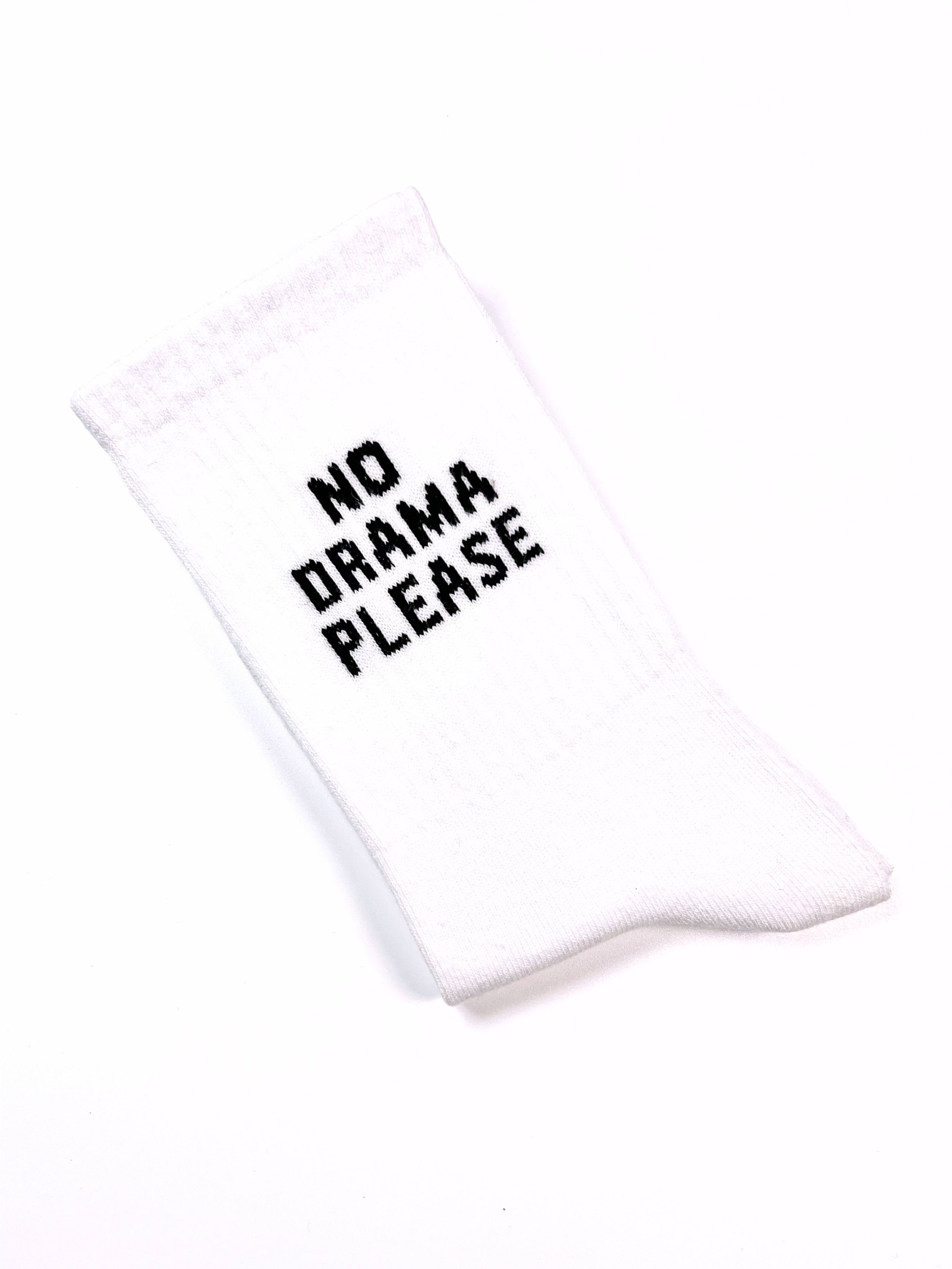 No Drama Please Yazılı Unisex Beyaz Tenis Spor Çorap