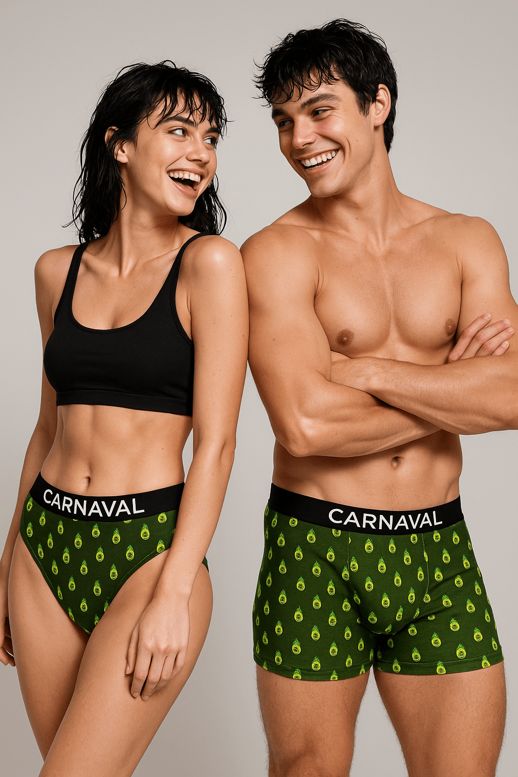 CARNAVAL Avokado Desenli Couple İç Giyim Seti