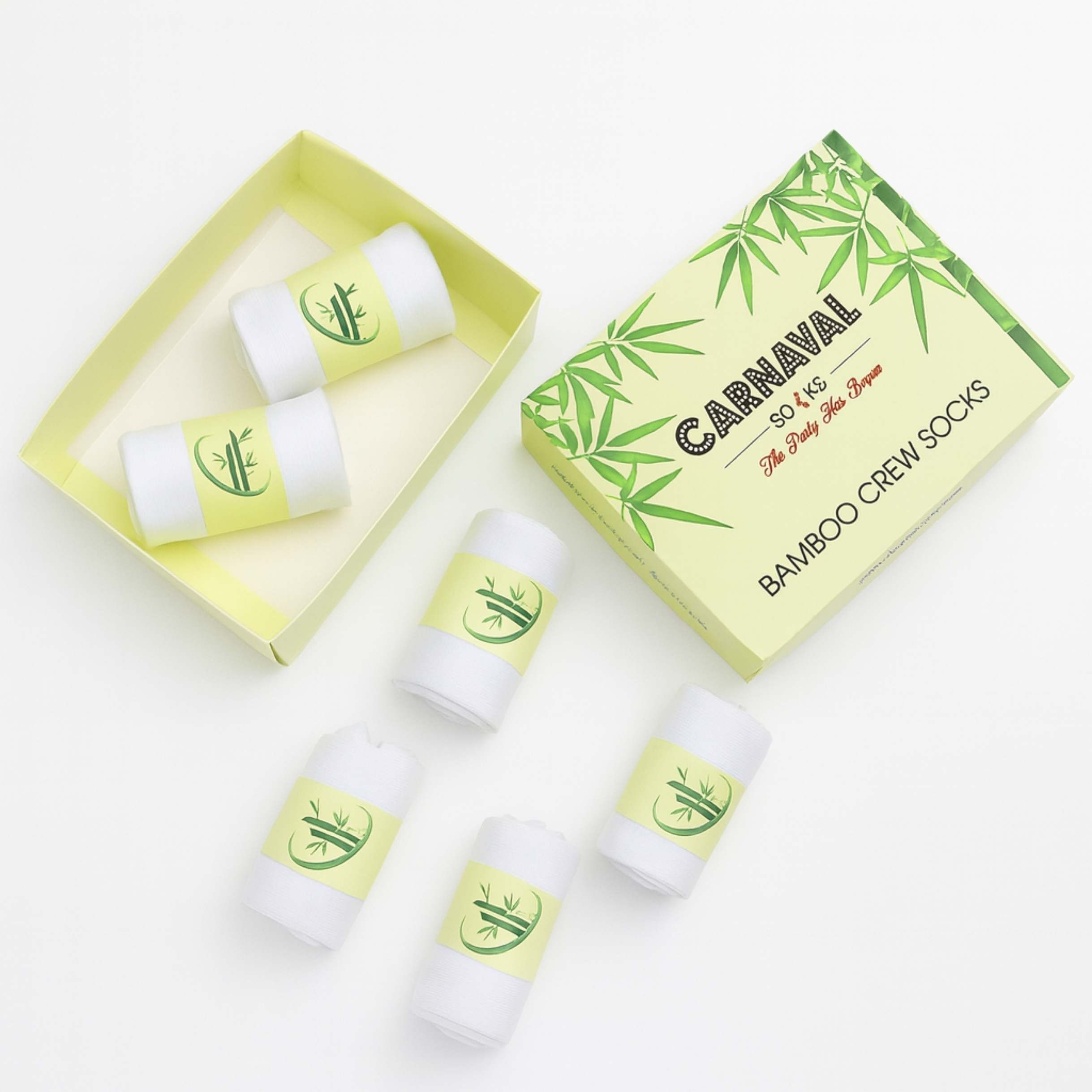 6'lı Premium Unisex Beyaz Bambu Kutulu Çorap Seti
