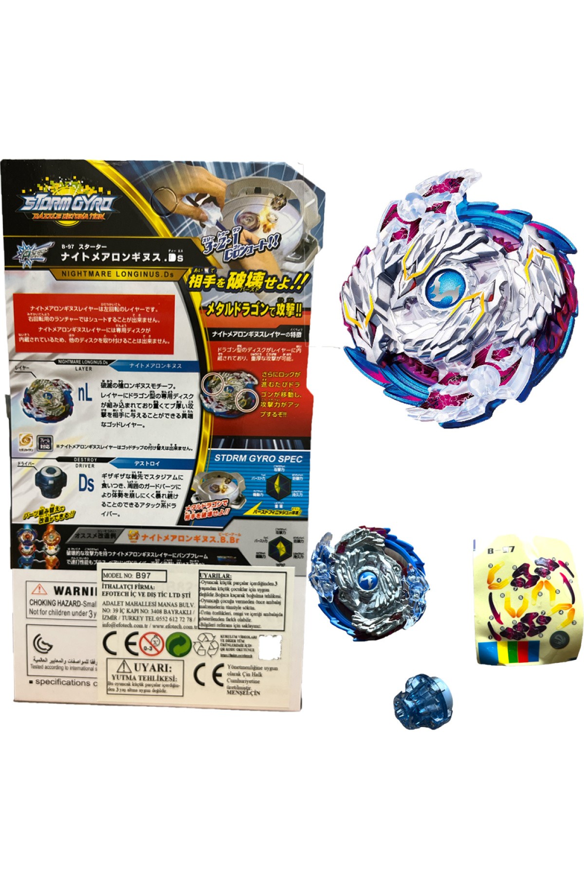 FLAME BURST B-97 Nightmare Longinus Destroy BEYBLADE FIRLATICILI B971582K