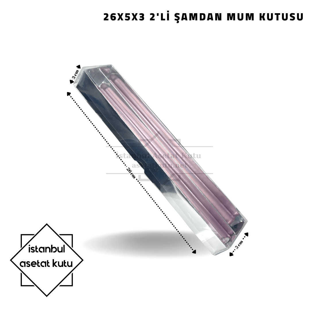 26x5x3 Gümüş 2'li Şamdan Mum Kutusu [10 Adet]