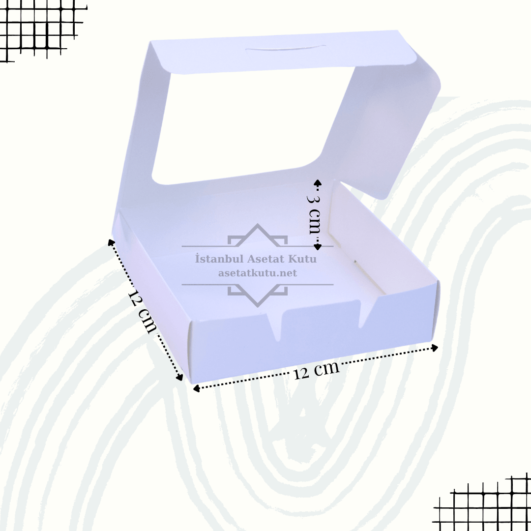 12x12x3 Beyaz Pencereli Kutu [10 adet]