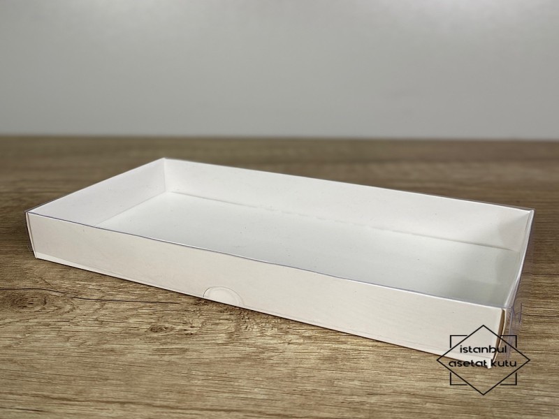 20x10x3cm Beyaz Üstü Asetat Kapaklı Kutu